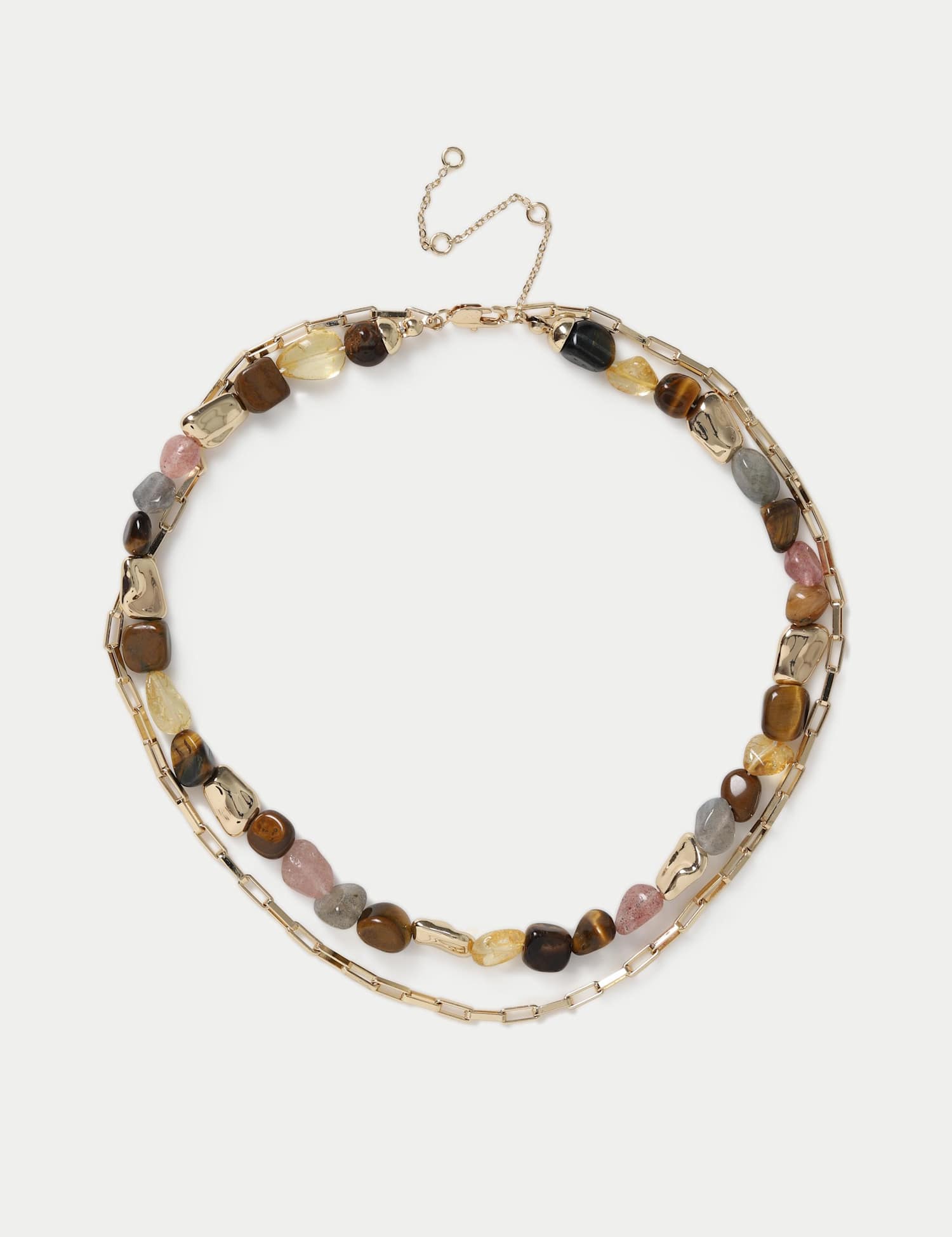Autograph Natural Stone Glass Multirow Necklace Multi