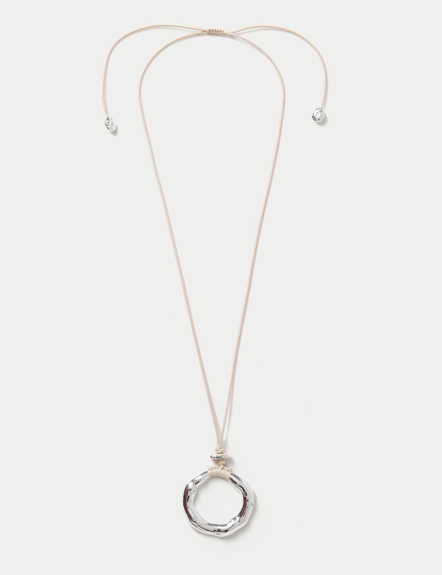 M&S Molten Circle Pendant Cord Necklace Silver