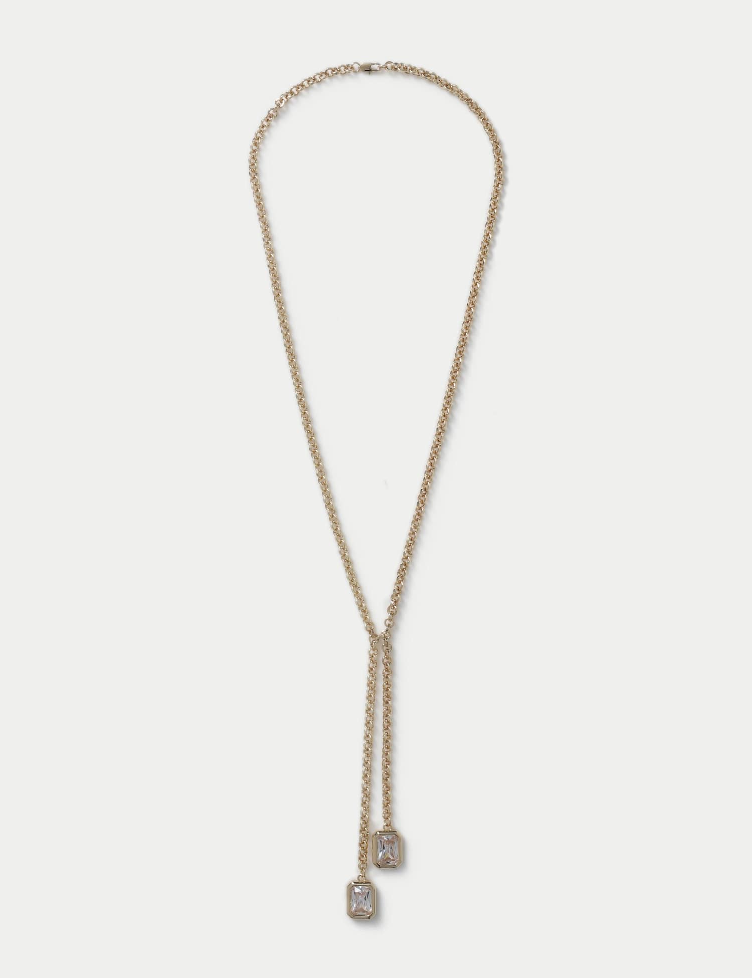 Autograph Cubic Zirconia Pendant Long Necklace Gold