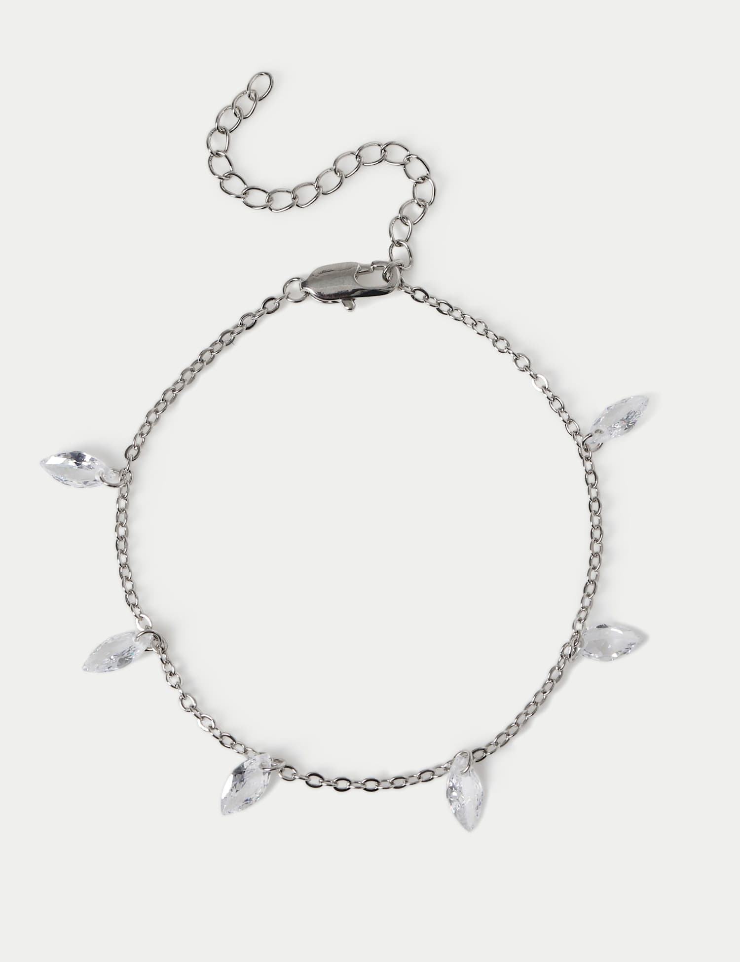 M&S Platinum Plated Droplet Bracelet Silver