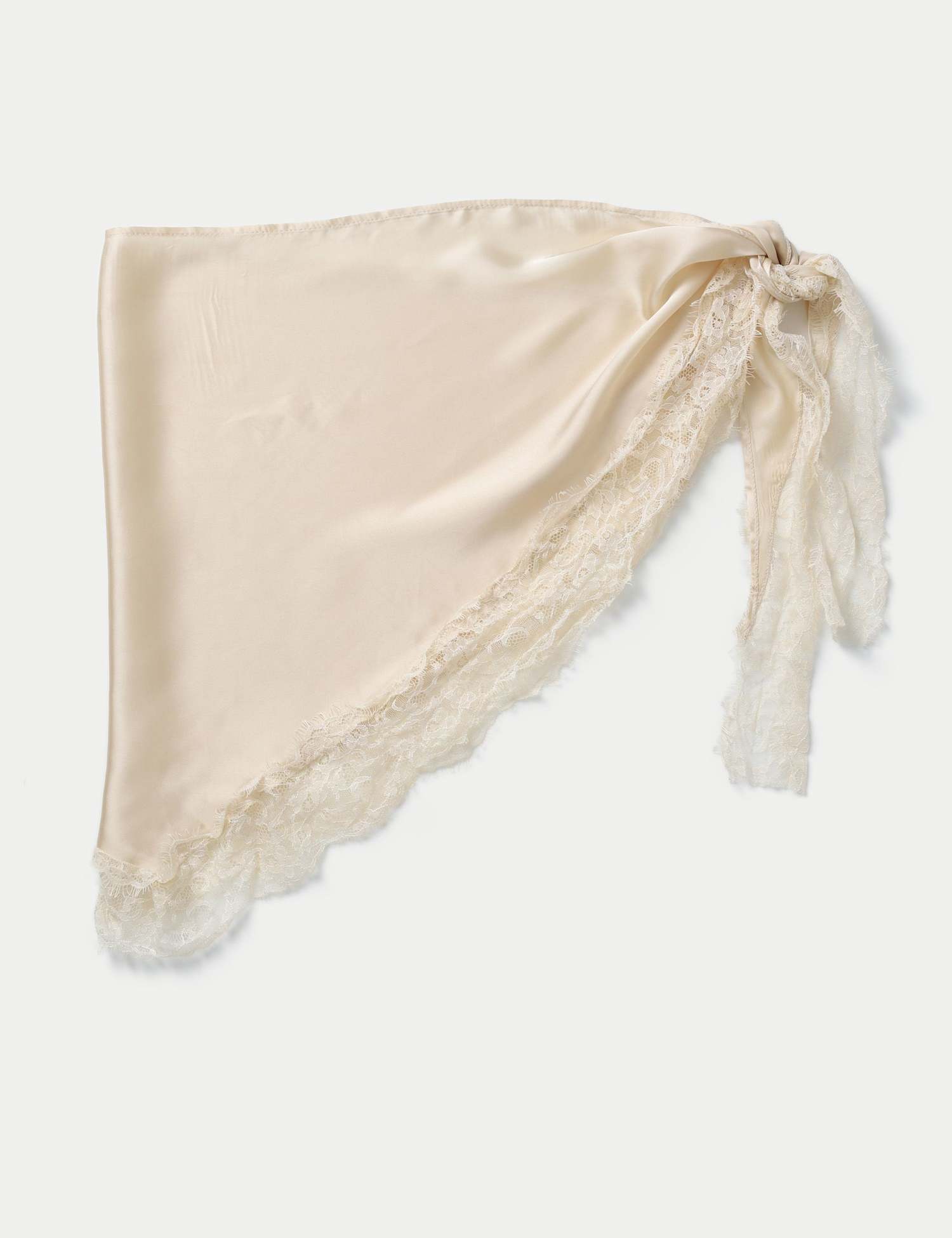 M&S Cream Satin and Lace Tie Scarf Cream