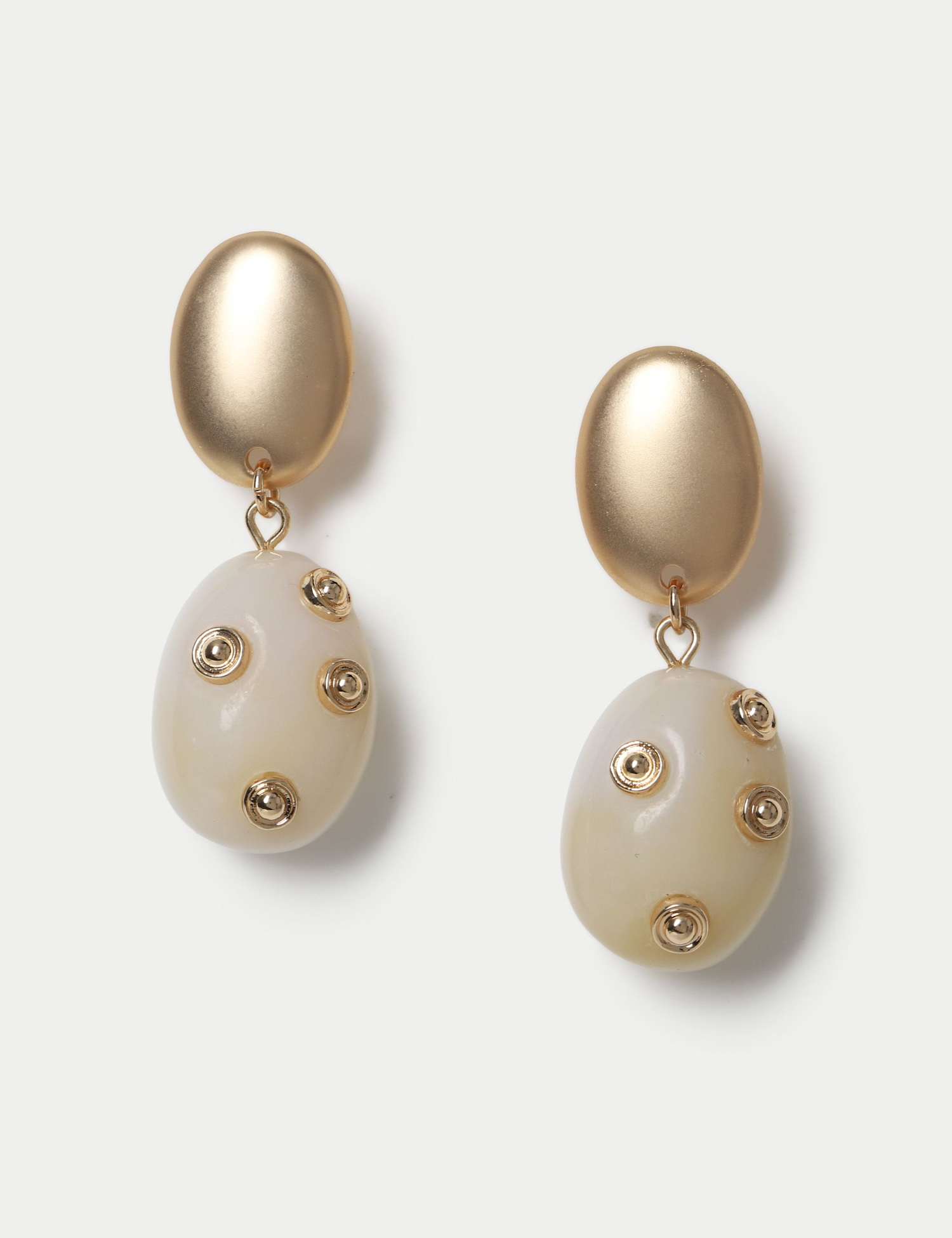 M&S Resin Stud Drop Earrings Gold