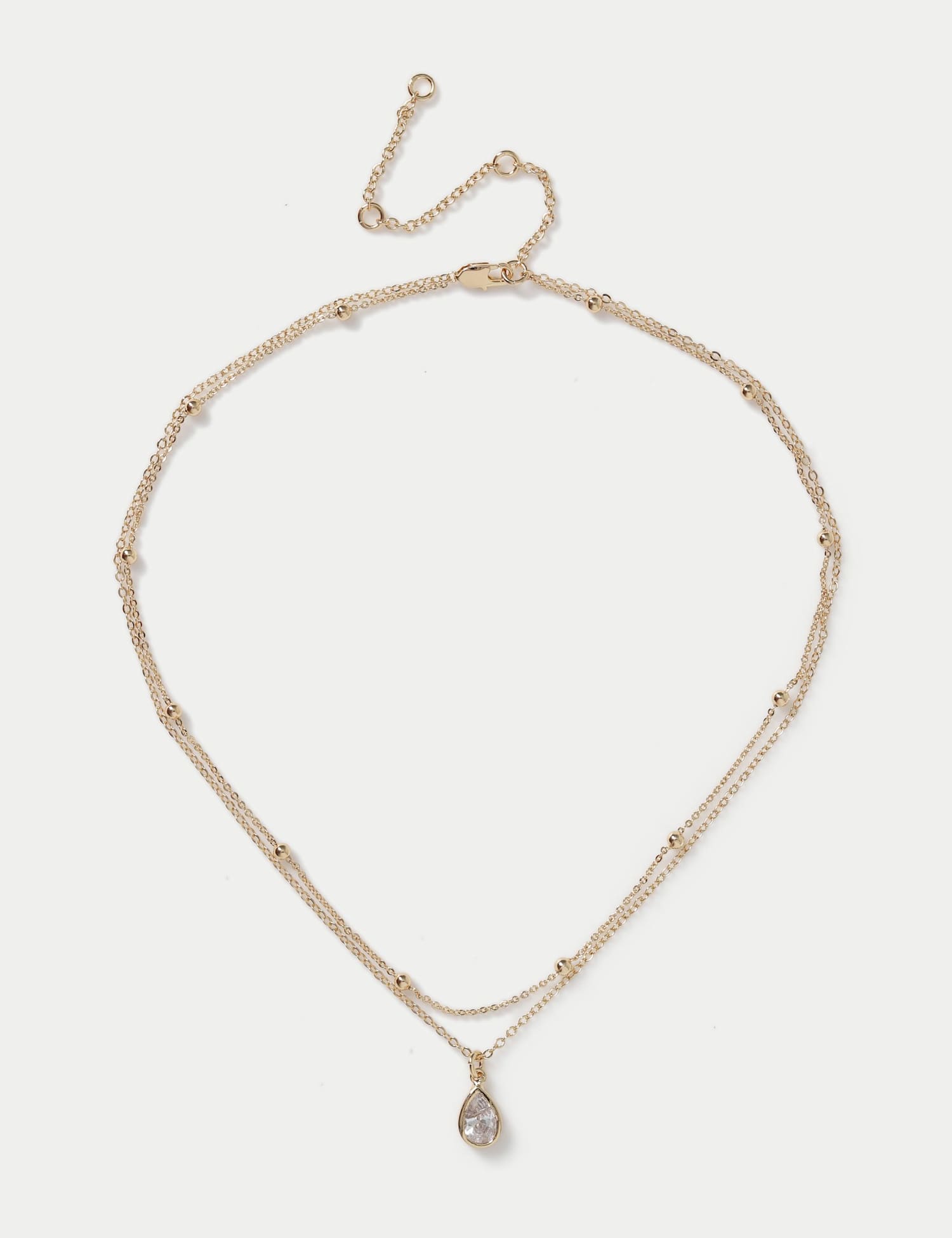 M&S 14ct Gold Plated Drop Multirow Necklace Gold