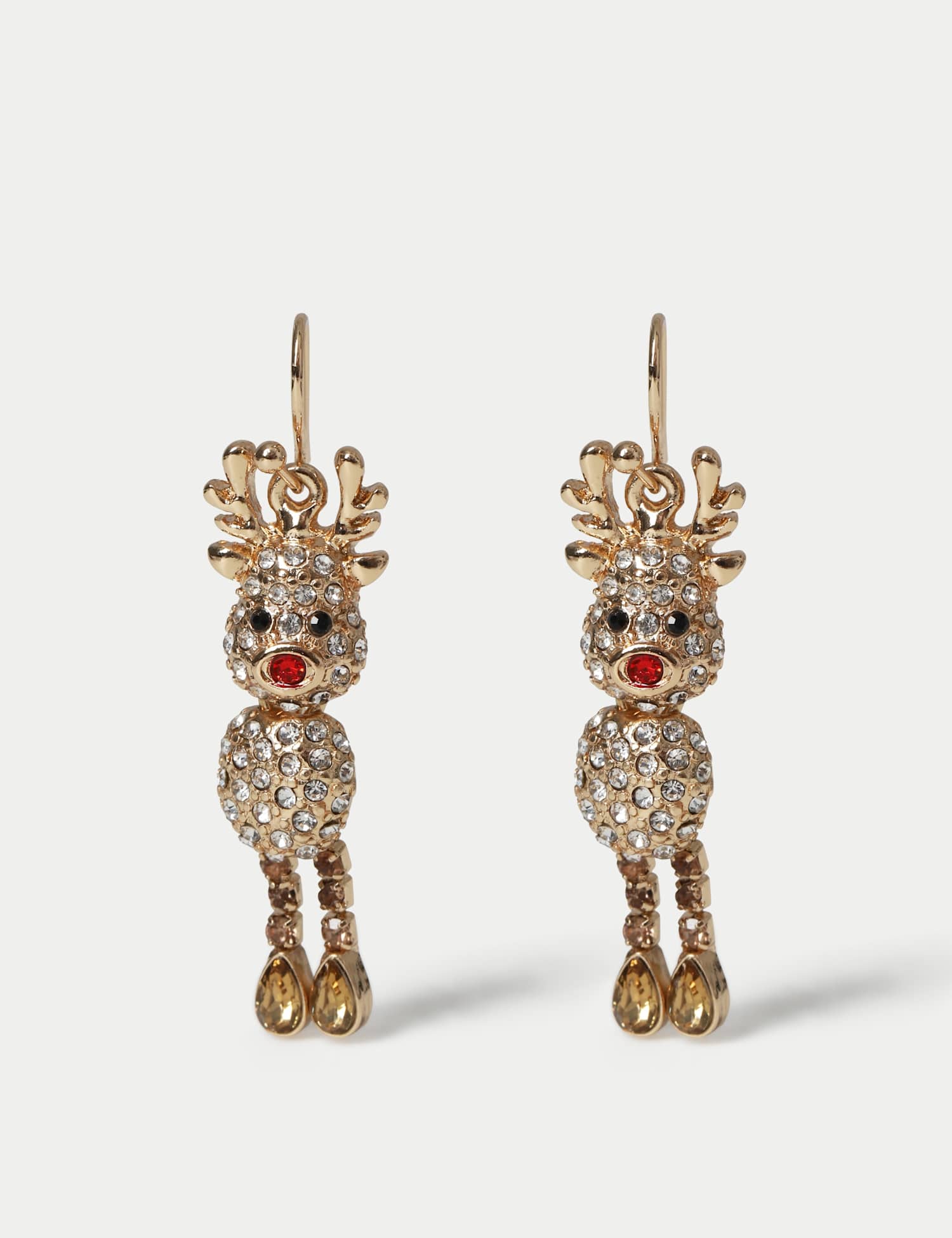 M&S Christmas Reindeer Drop Earrings Gold