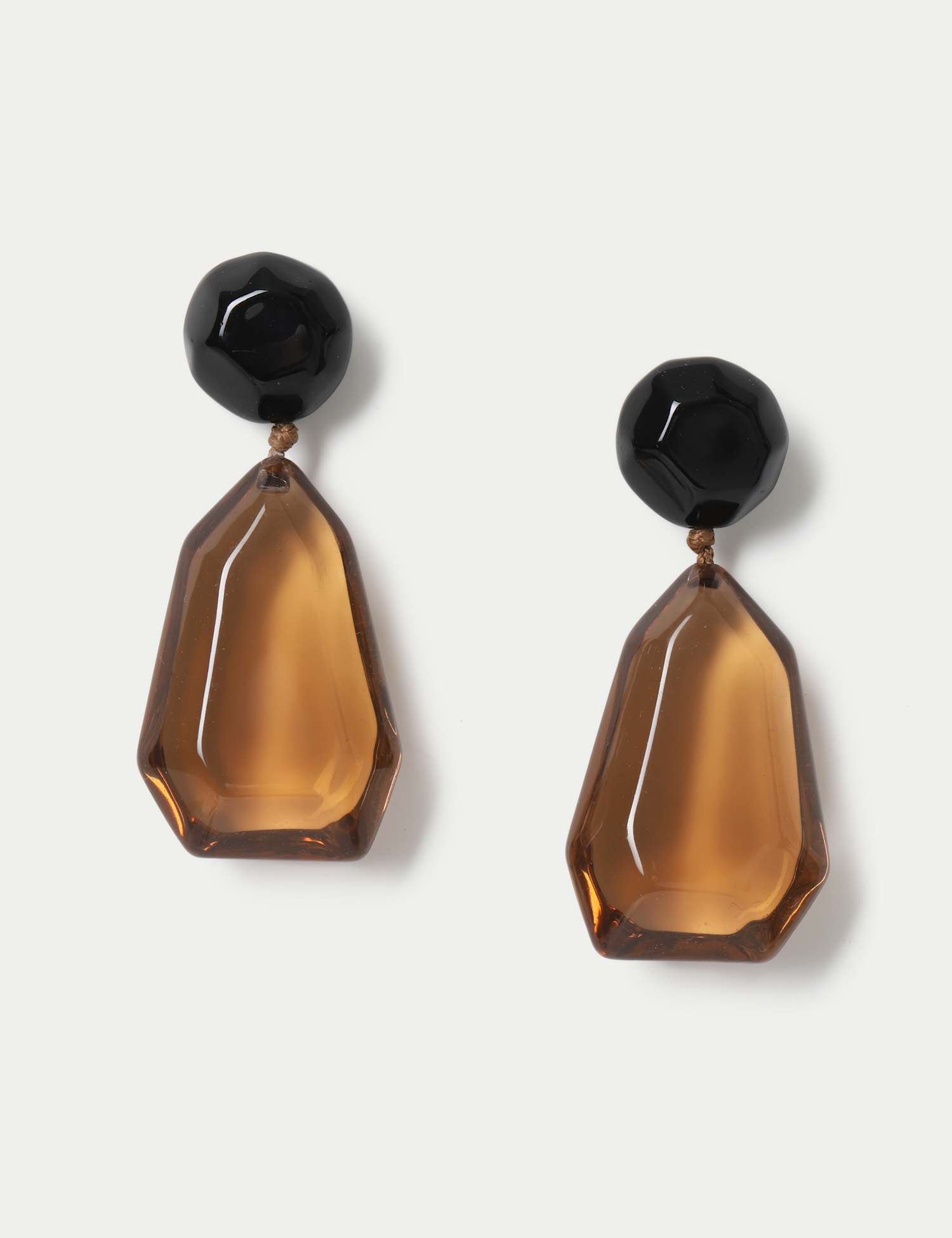 M&S Resin Sculpted Drop Earrings Brown