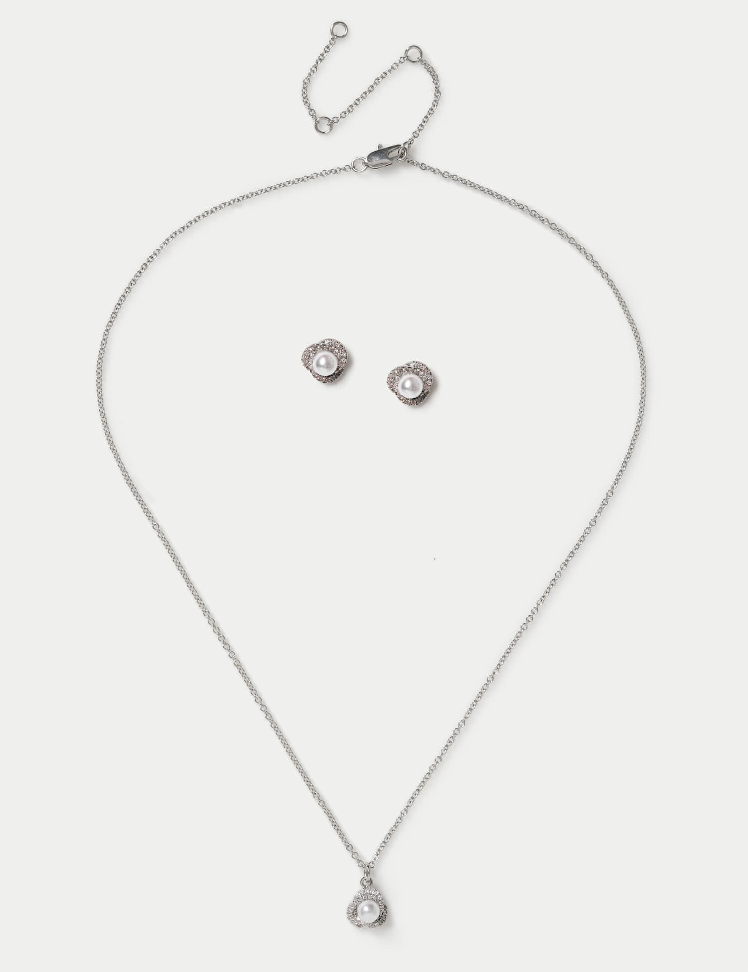M&S Platinum Plated Necklace and Earring Set Silver
