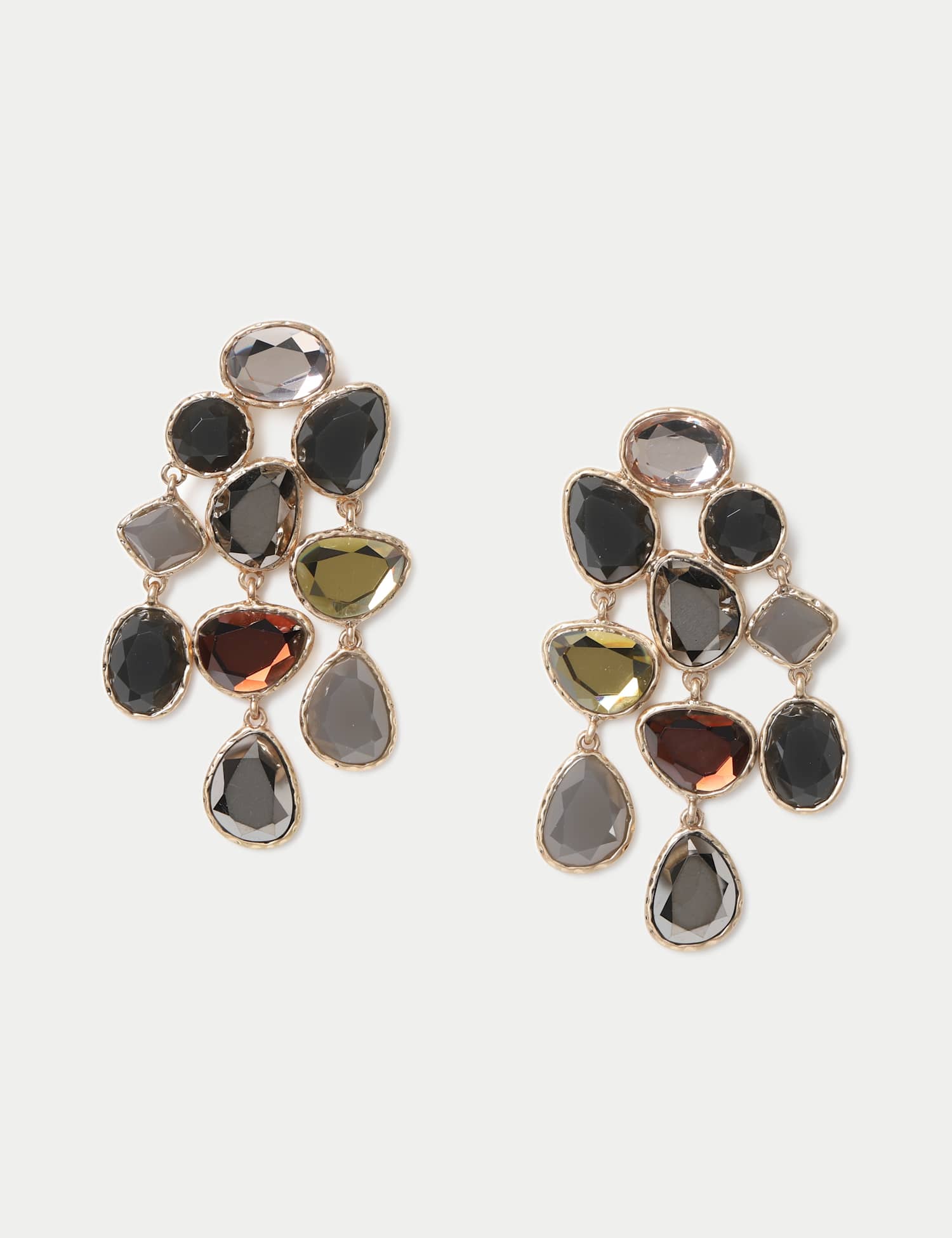 M&S MULTI FACETED MONO CASCADE DROP EARRING Multi