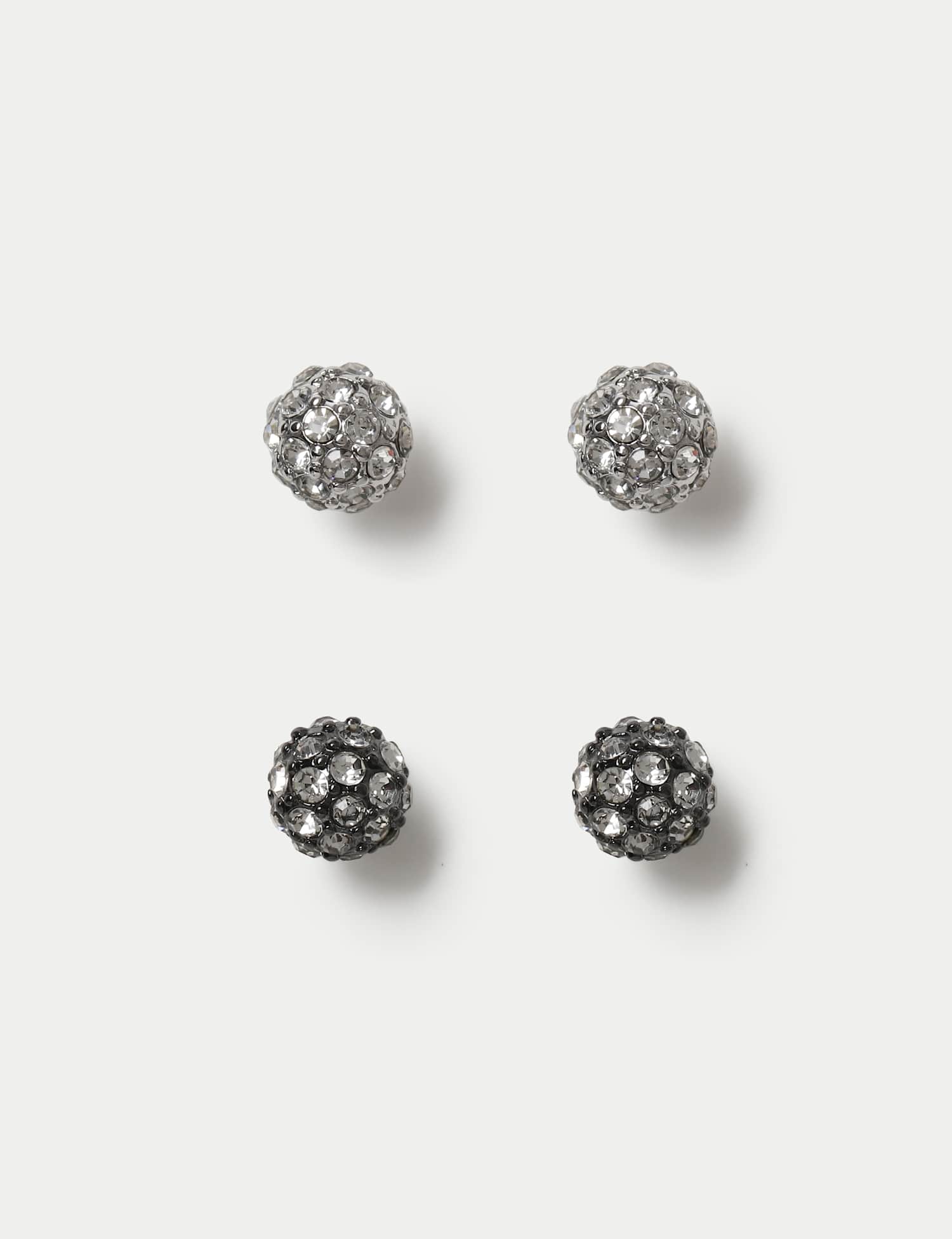 M&S Christmas 2 Pack Cyrstal Stud Earrings Silver