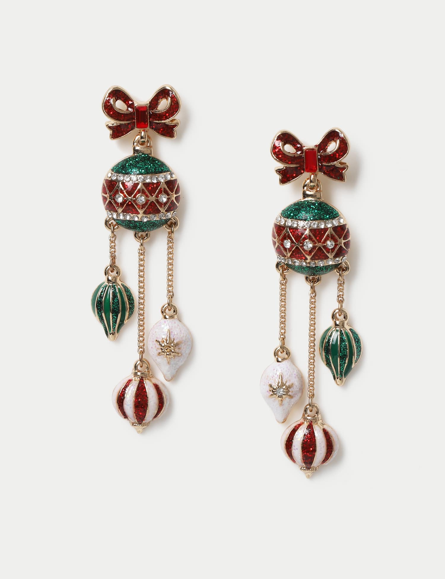 M&S Christmas Bauble Drop Earrings Gold