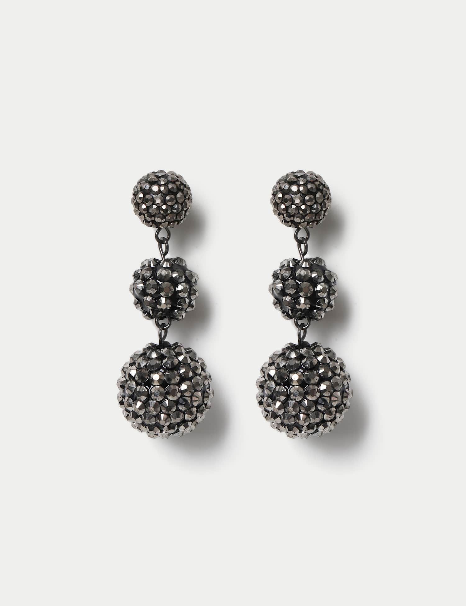 M&S Christmas Crystal Drop Earrings Dark Grey