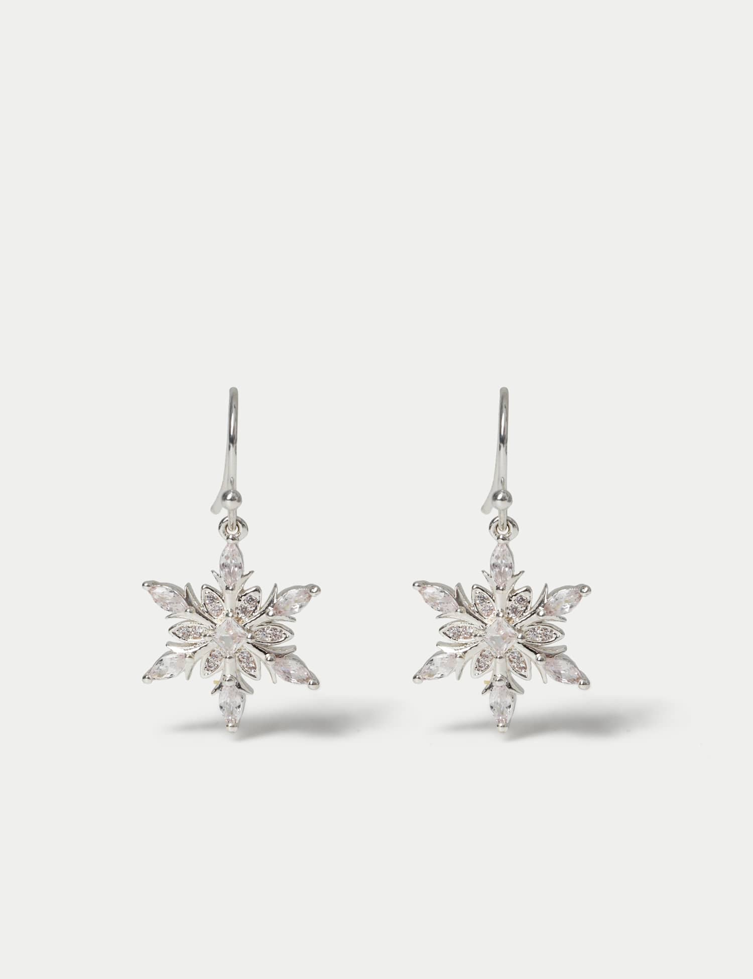 M&S Christmas Snowflake Cyrstal Earrings Silver