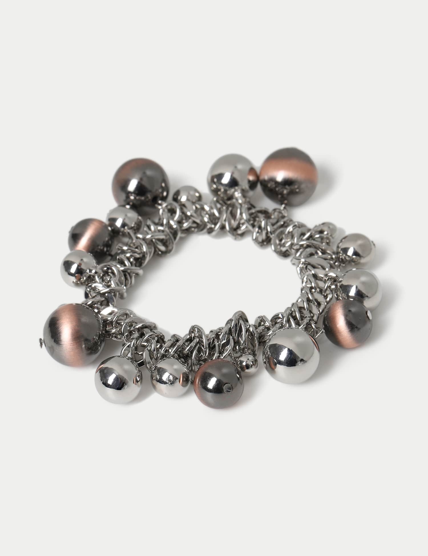 M&S Beaded Cluster Stretch Bracelet Silver Mix
