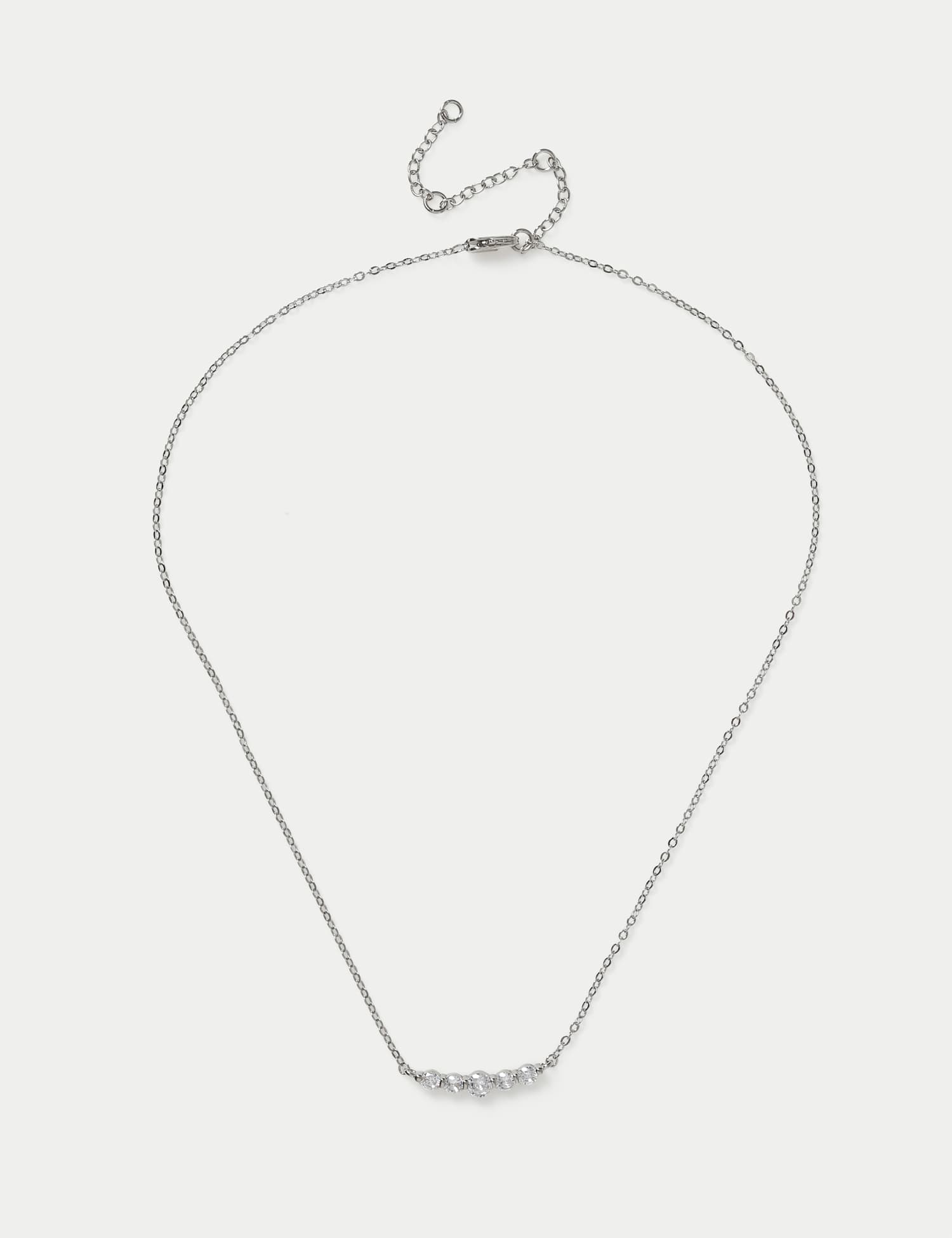 M&S Platinum Plated Bar Necklace Silver