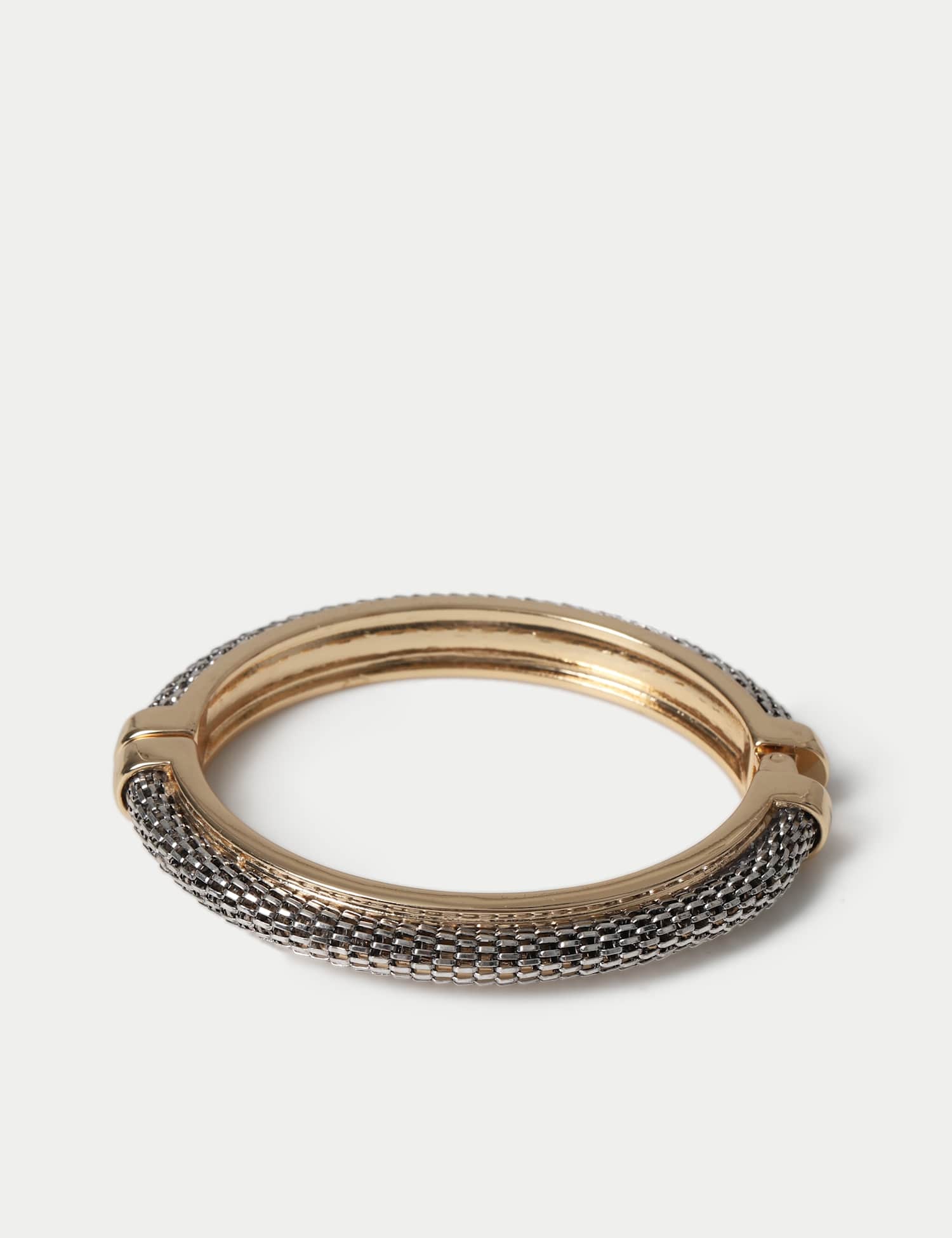 M&S Mixed Metal Engraved Hinged Bangle Gold Mix