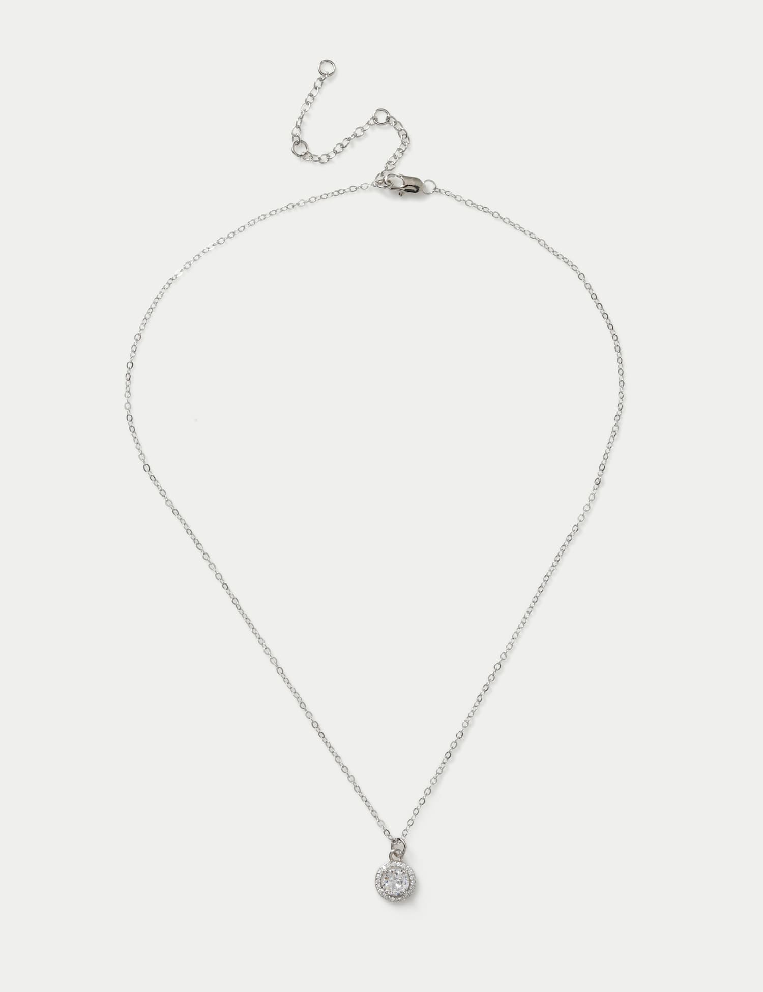 M&S Platinum Plated Solitaire Necklace Silver