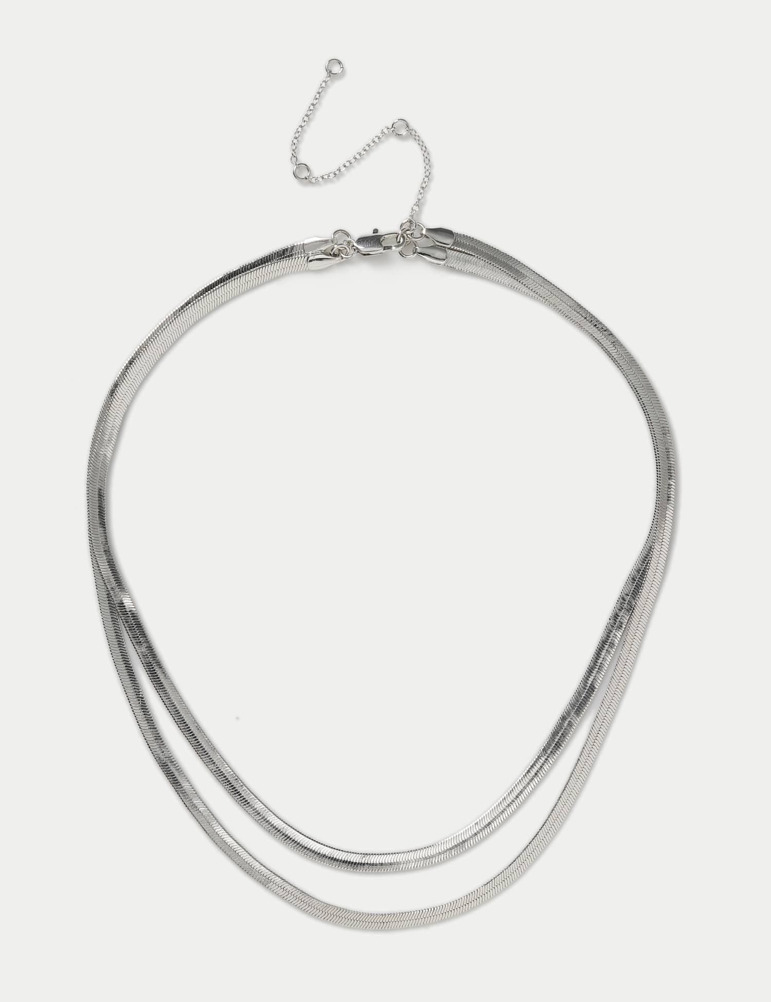 M&S Platinum Snakechain Layer Necklace Silver