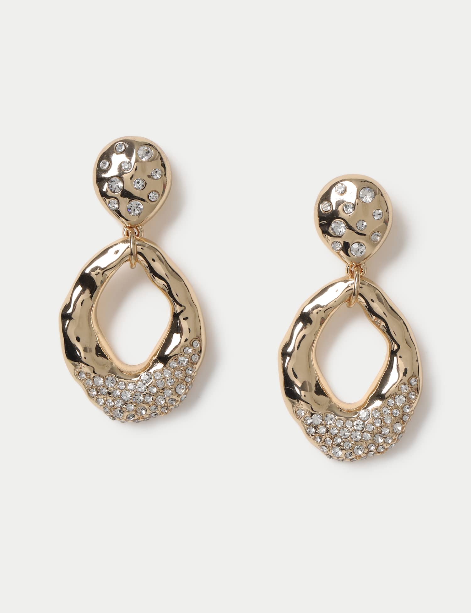 M&S Crystal Circle Double Drop Earrings Gold