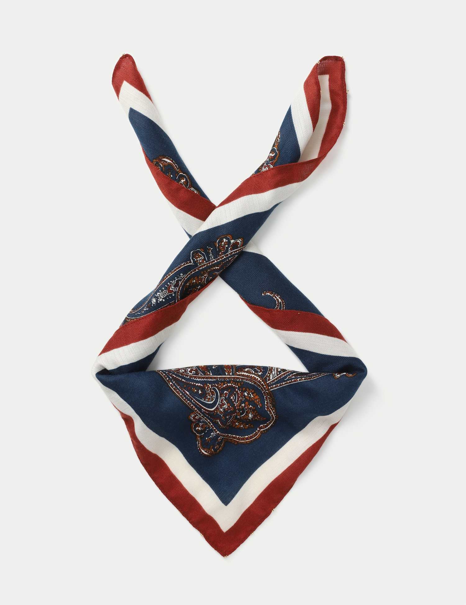 M&S Navy Beaded Paisley Swirl Print Scarf Multi