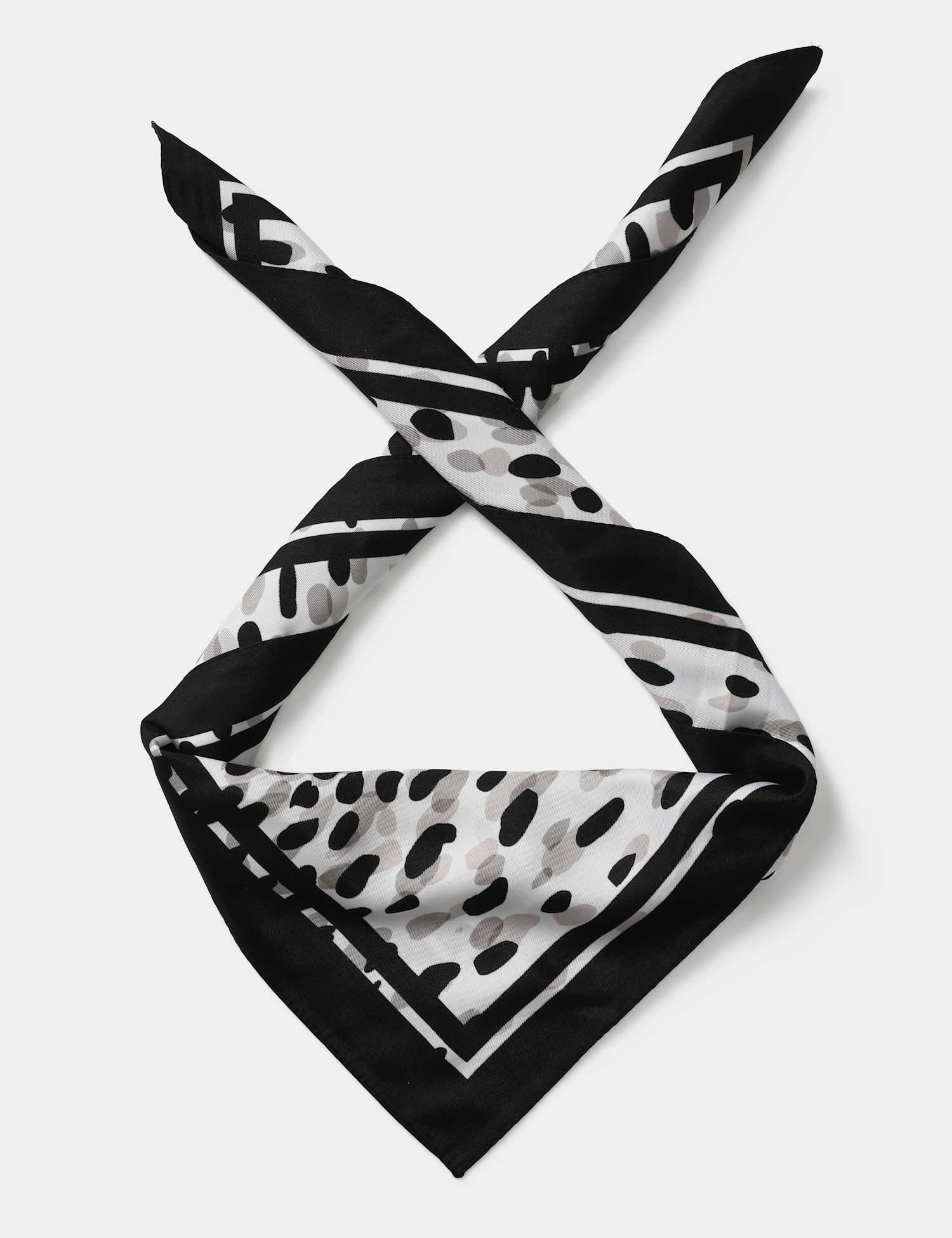 M&S Textured  Satin Dalmation Scarf Black Mix