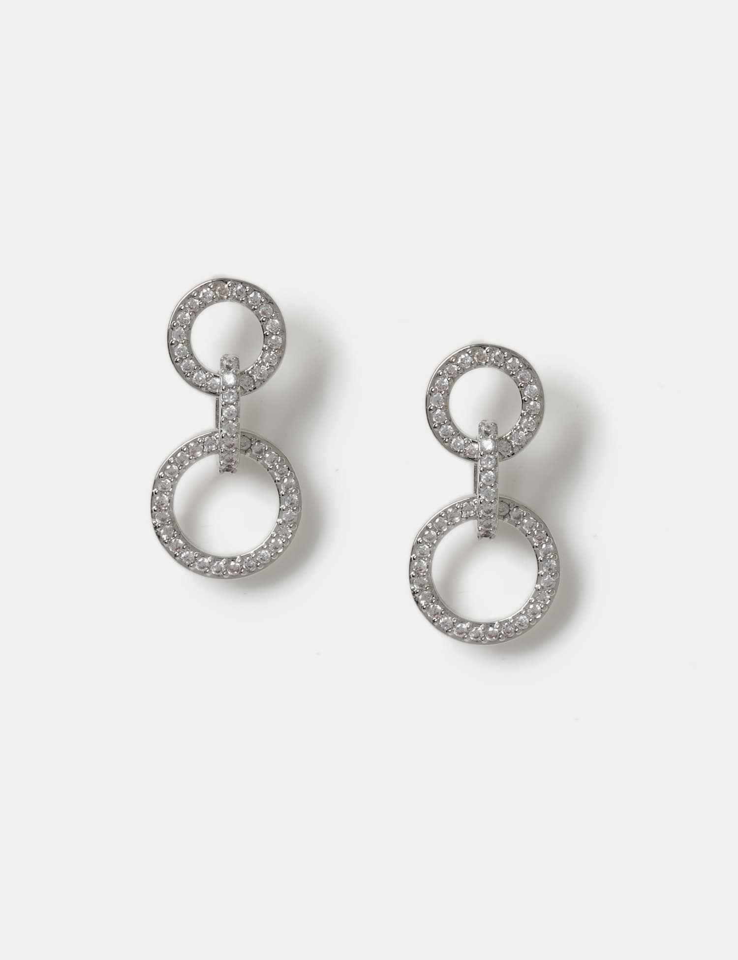 Autograph Platinum Plated Link Drop Earrings Silver