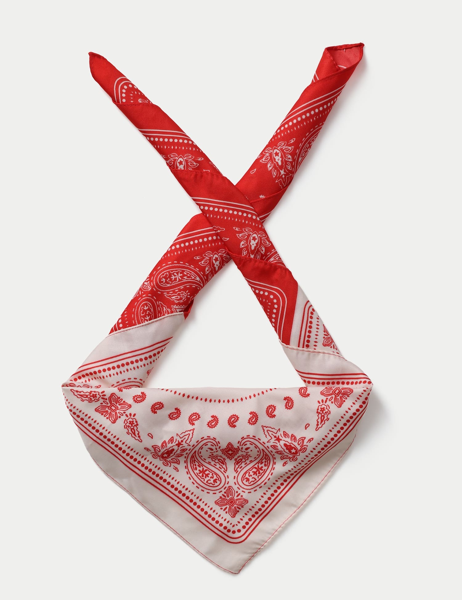 M&S Textured Satin Red Paisley Block Scarf Red