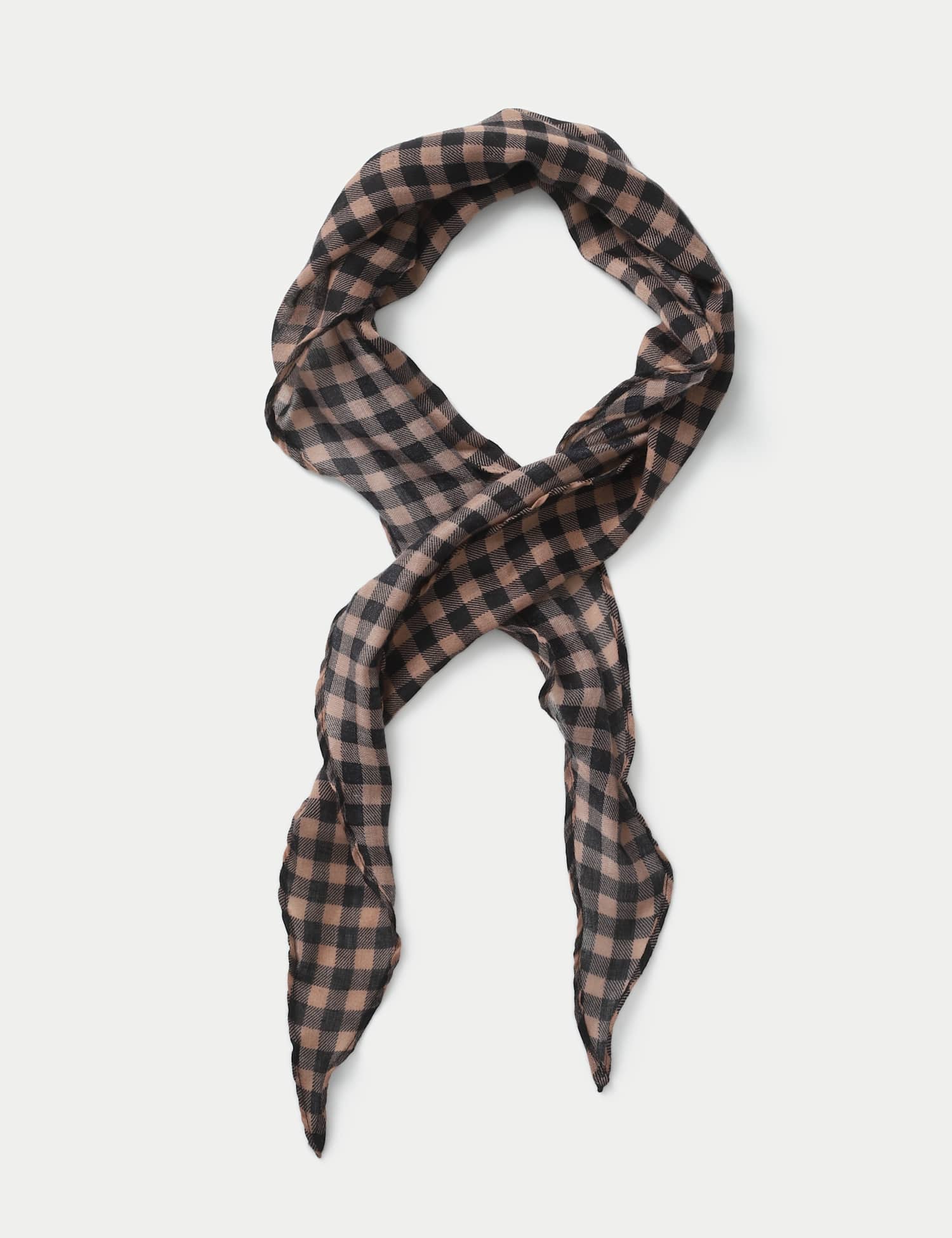M&S Warm Small Check Edged Scarf Orange Mix