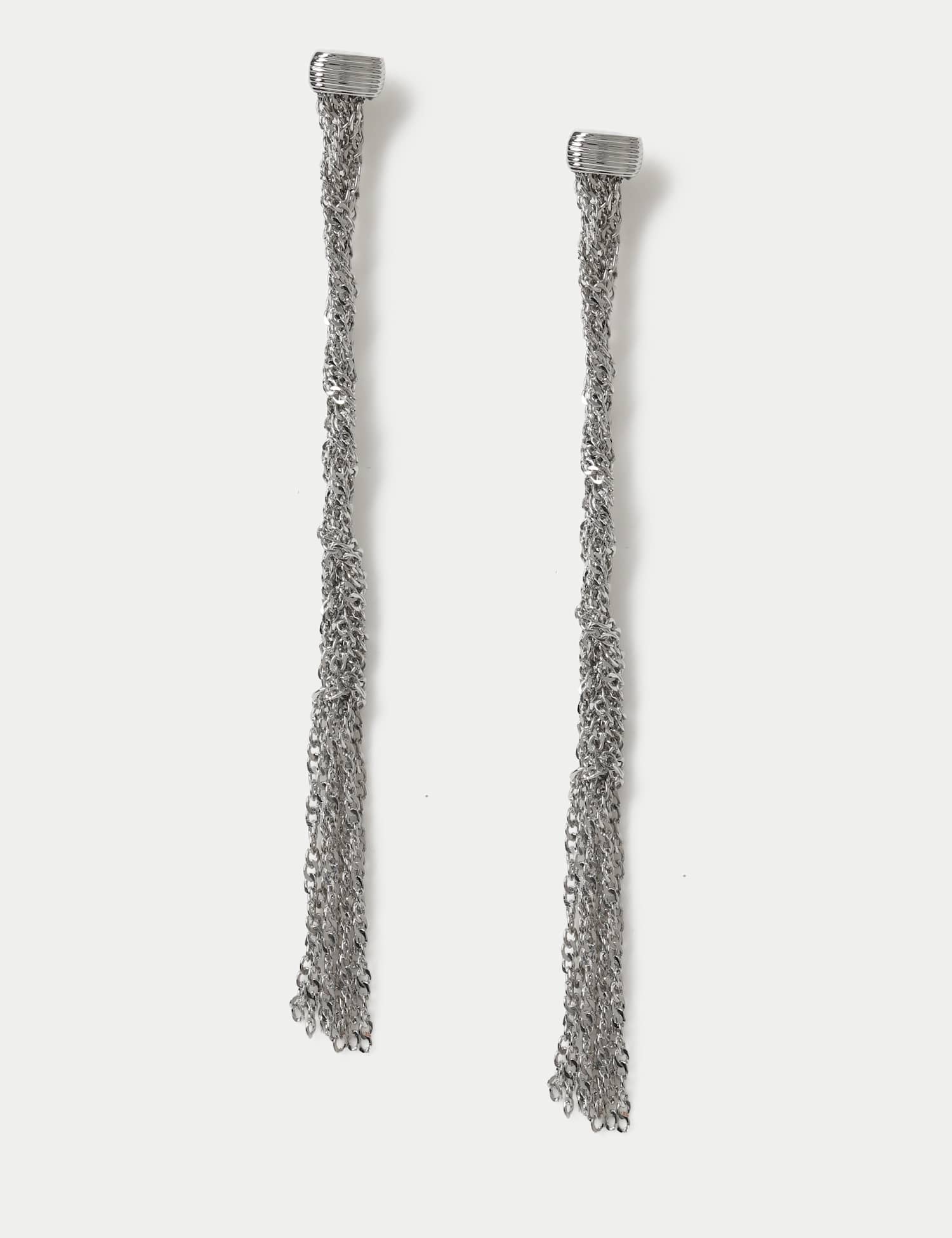 M&S Plait Tassel Drop Earrings Silver