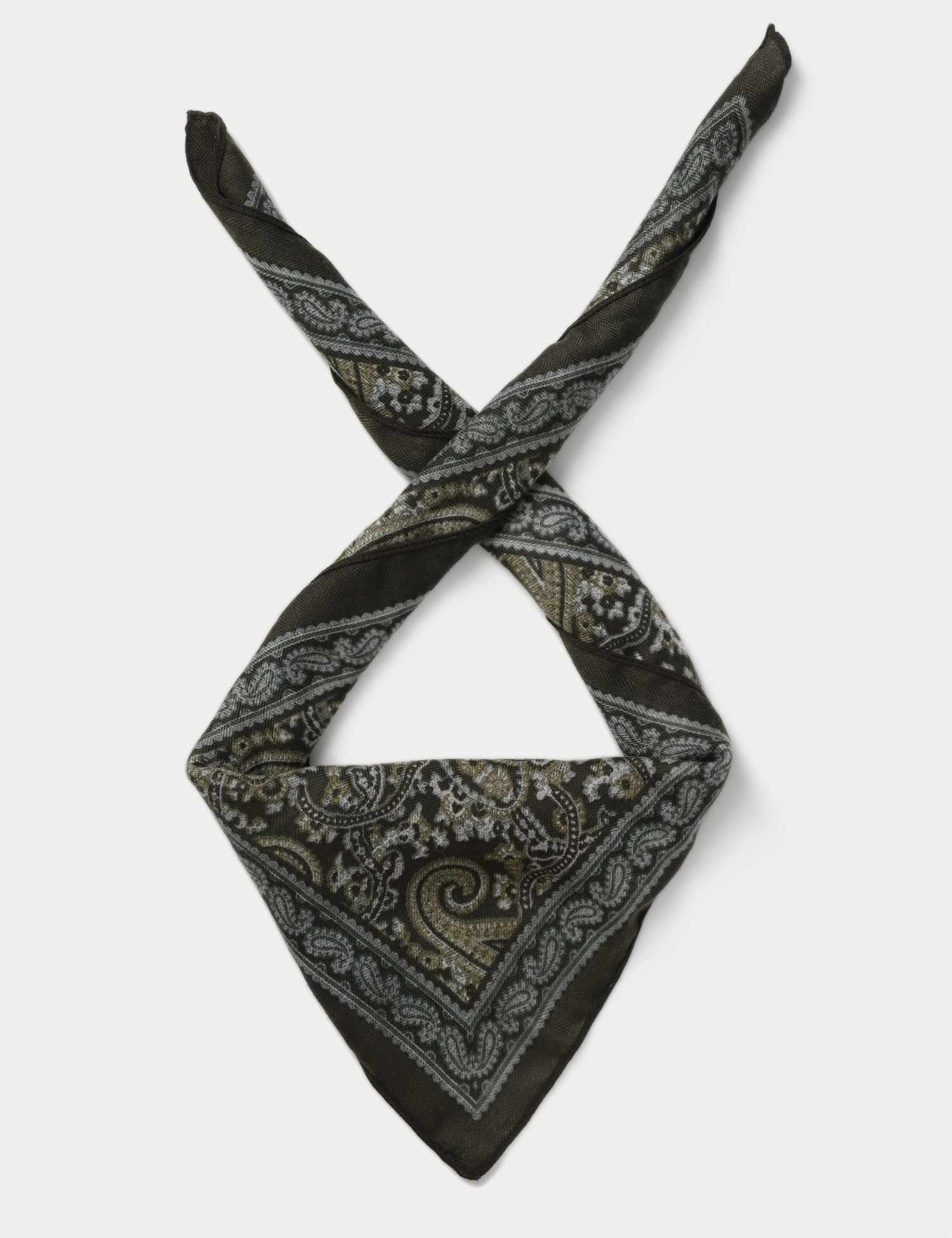 M&S Warm Handle Green Paisley Scarf Green Mix