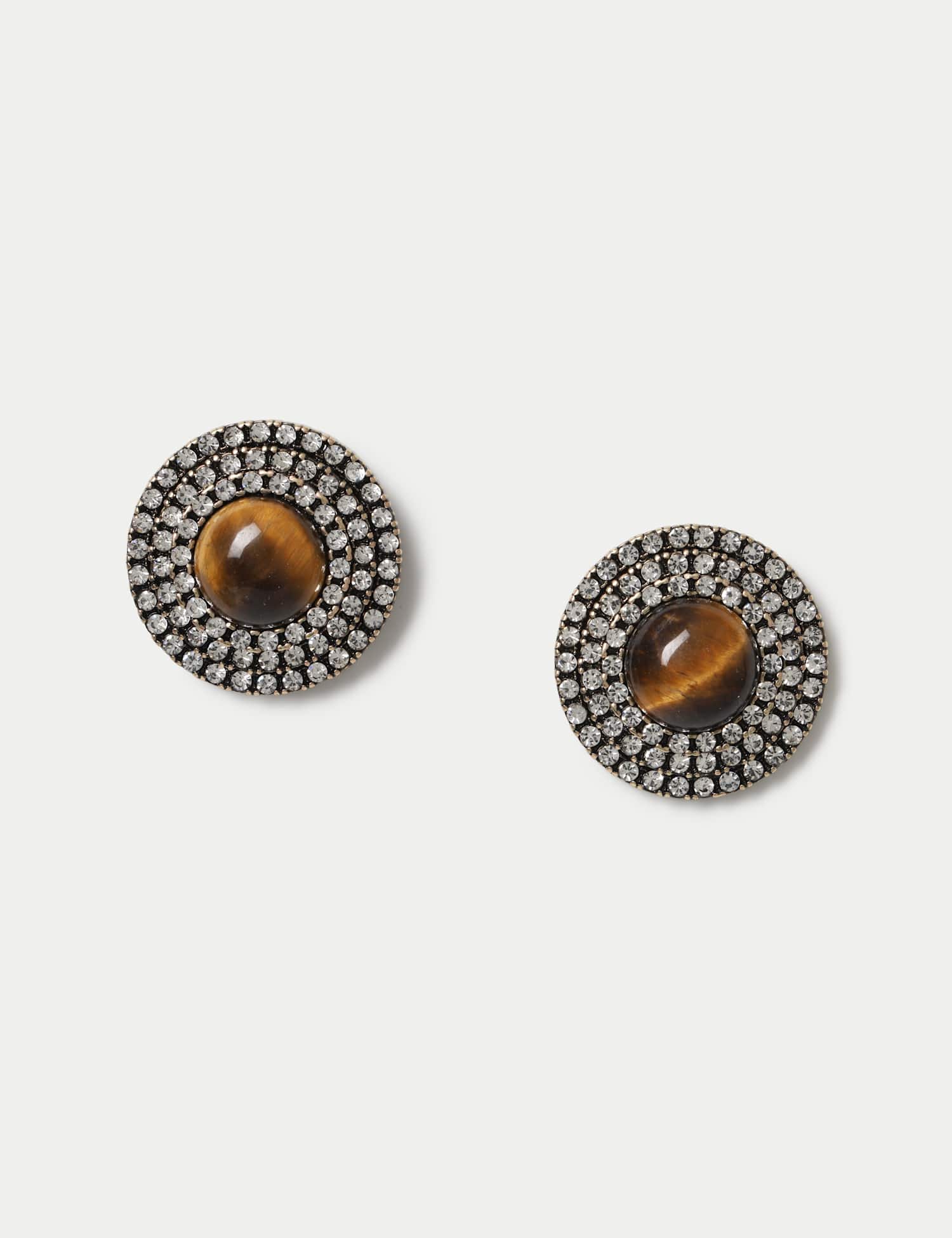 M&S Oversized Natural Stone Crystal Earrings Brown