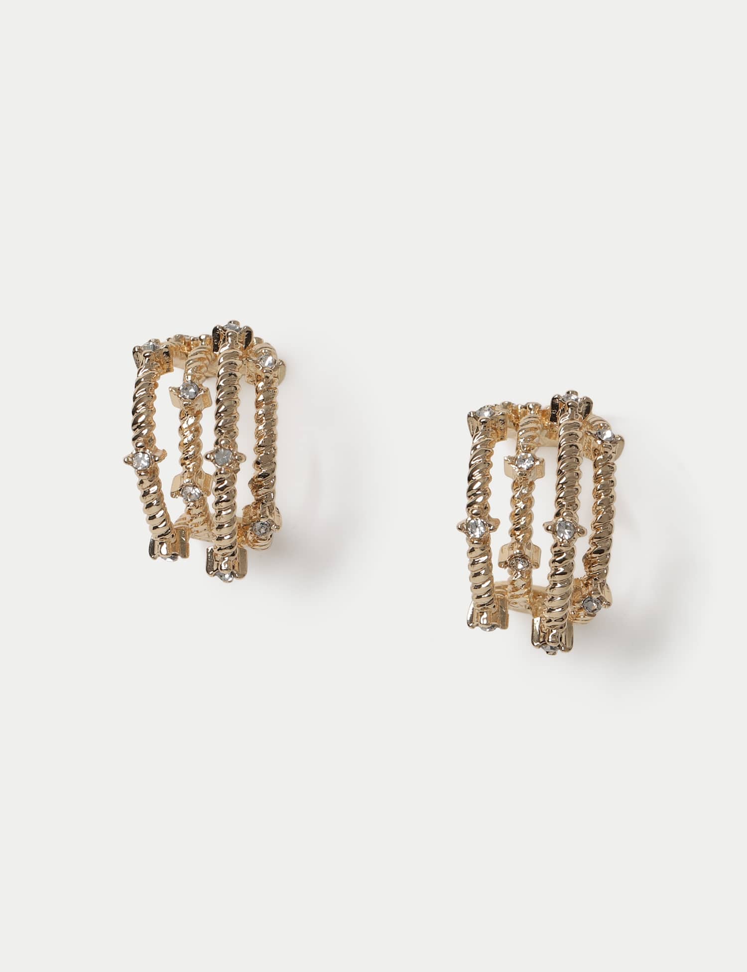 M&S Texture Glass Triple Hoop Earrings Gold