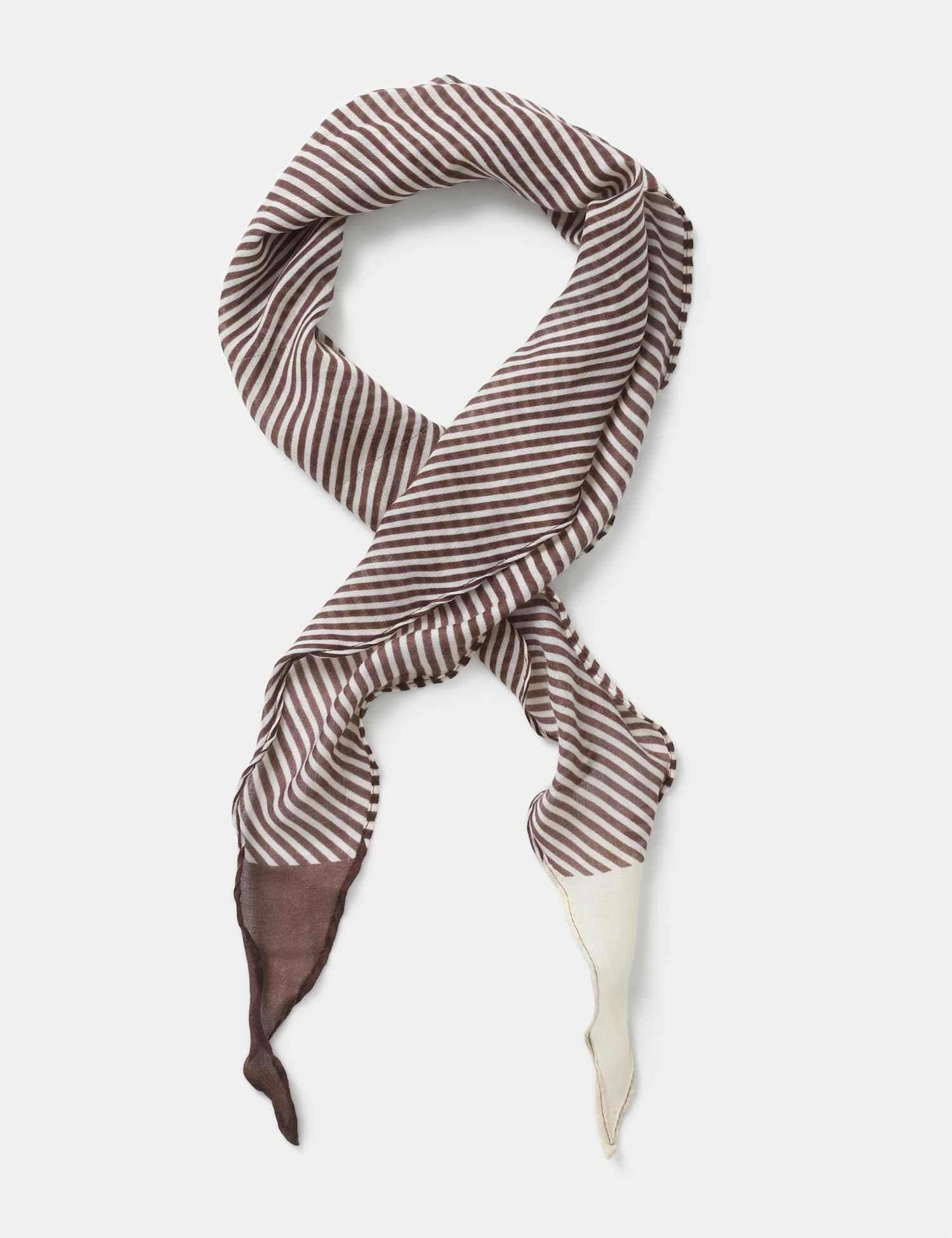 M&S Small Stripe Detail Edge Scarf Beige Mix