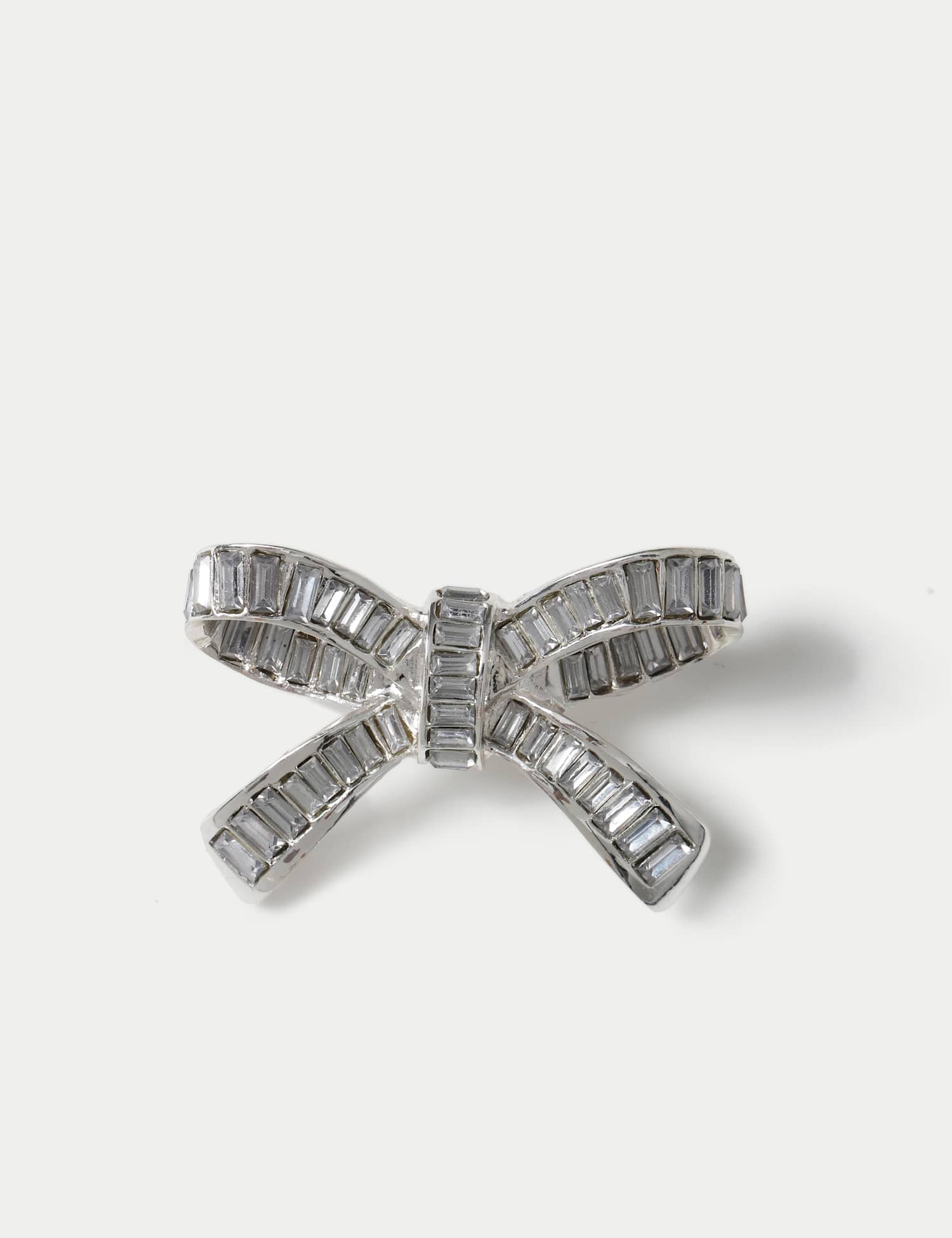 M&S M and S Christmas Crystal Bow Brooch Silver