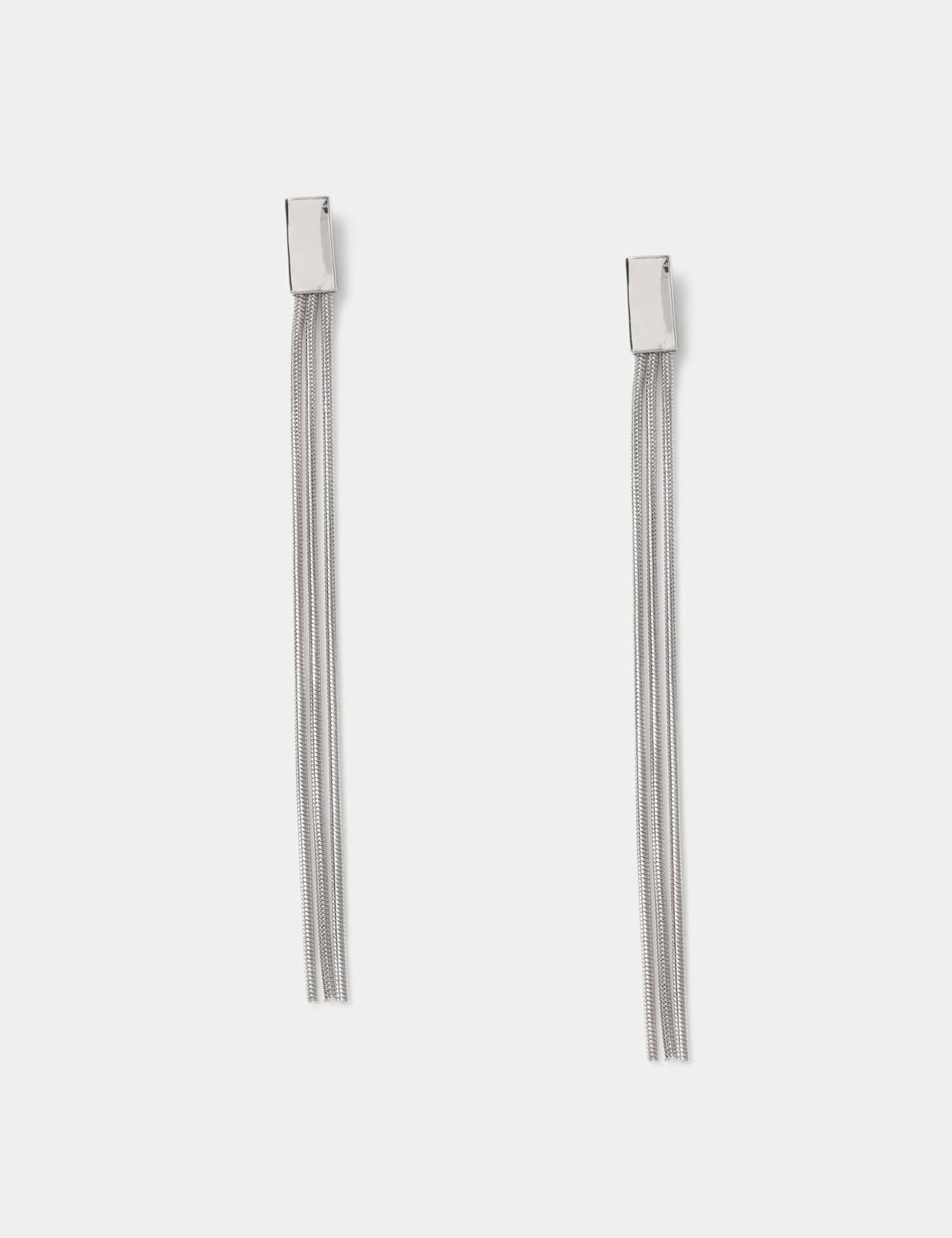 M&S Silver Tone Slinky Long Drop Earrings Silver