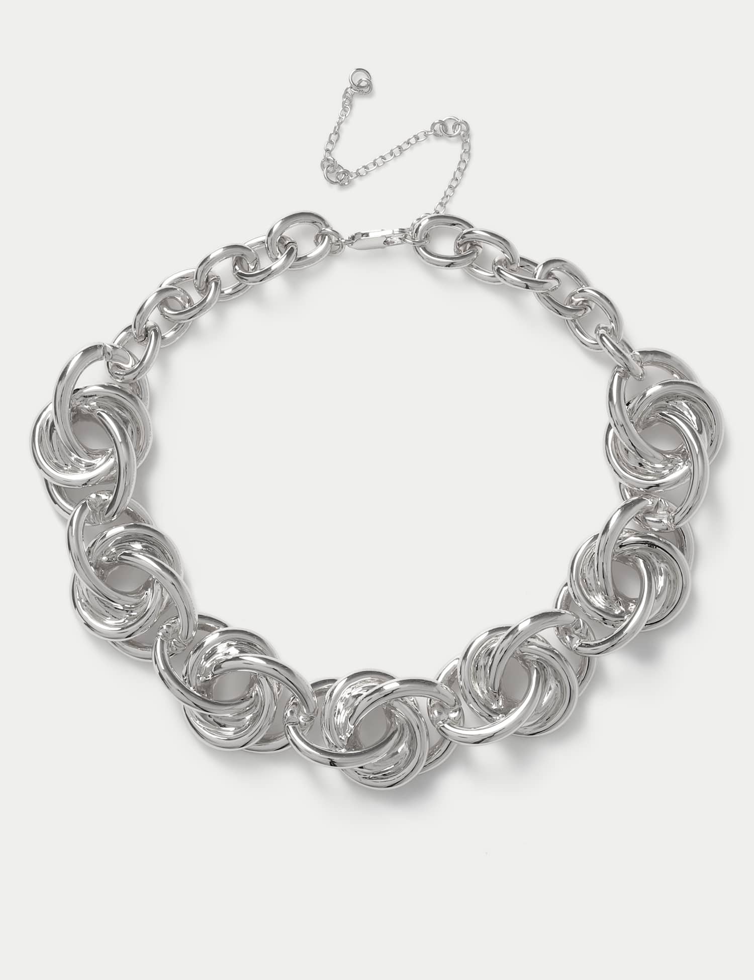 M&S Irregular Statement Link Necklace Silver