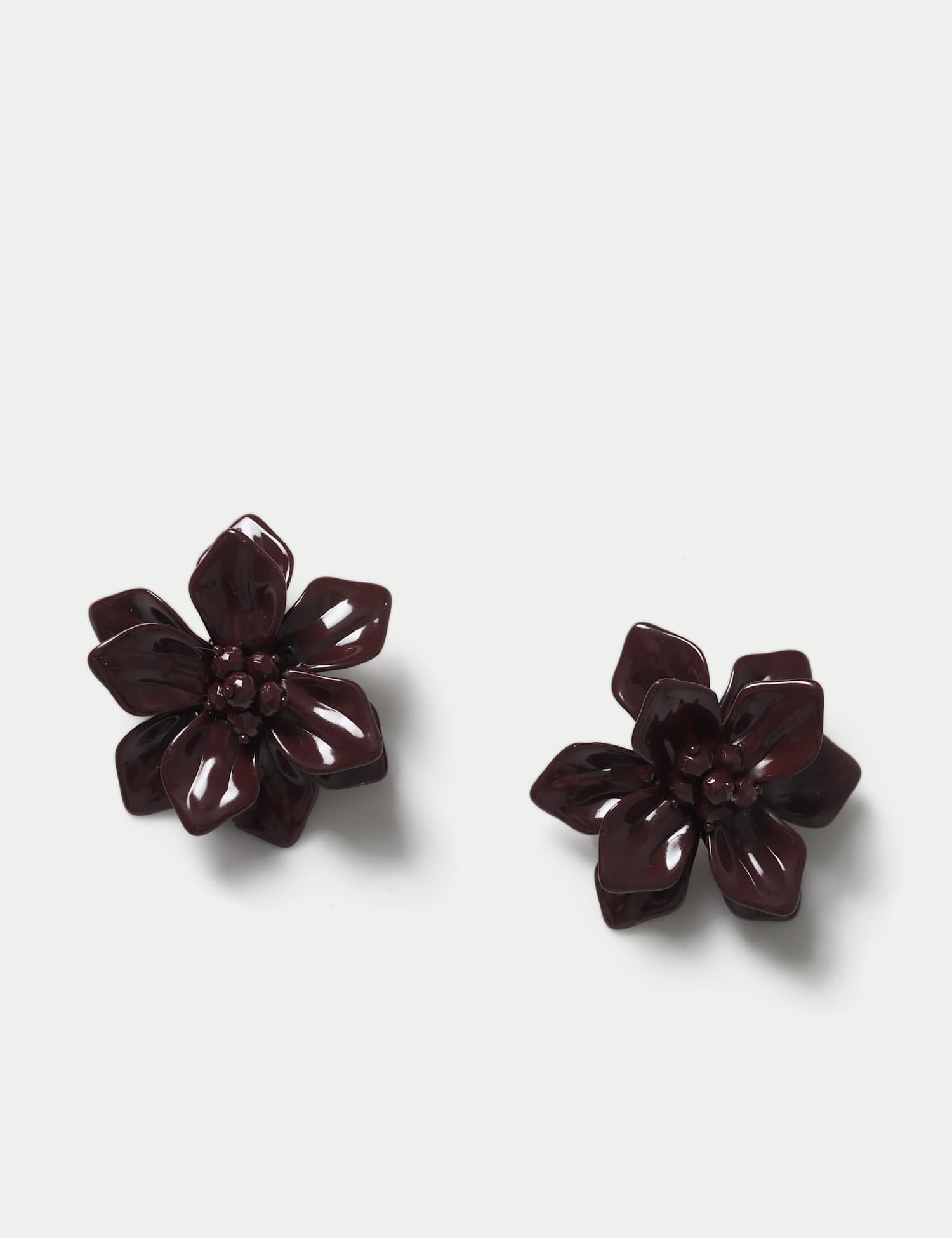 M&S WW Purple Flower Statement Earrings Burgundy