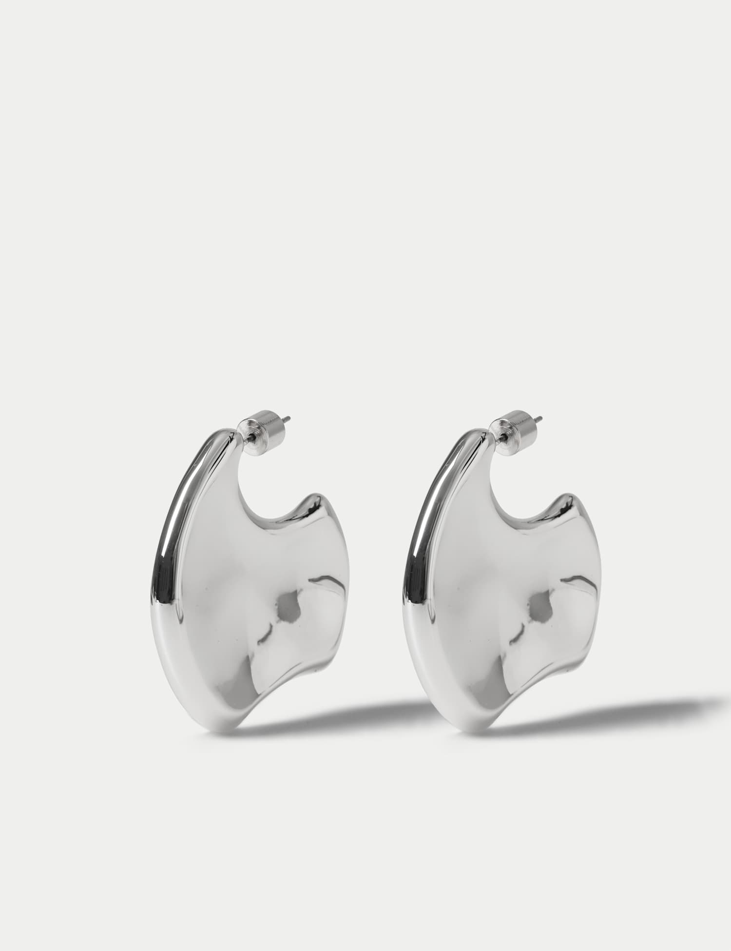 M&S Irregular Hoop Earring Silver