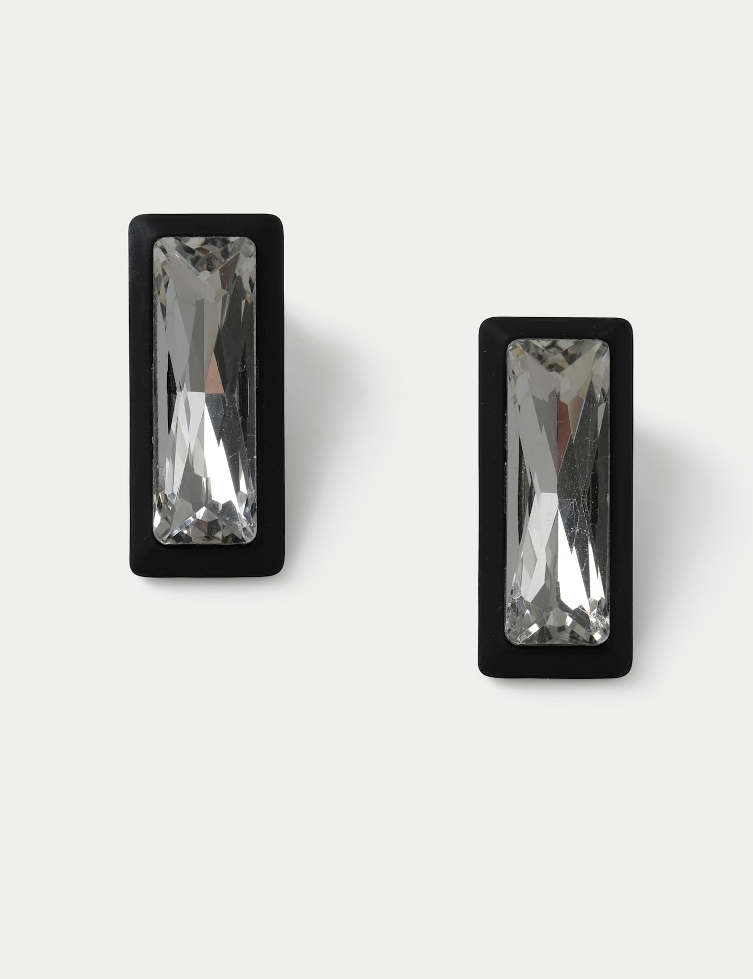M&S Rectangle Crystal Studs Black