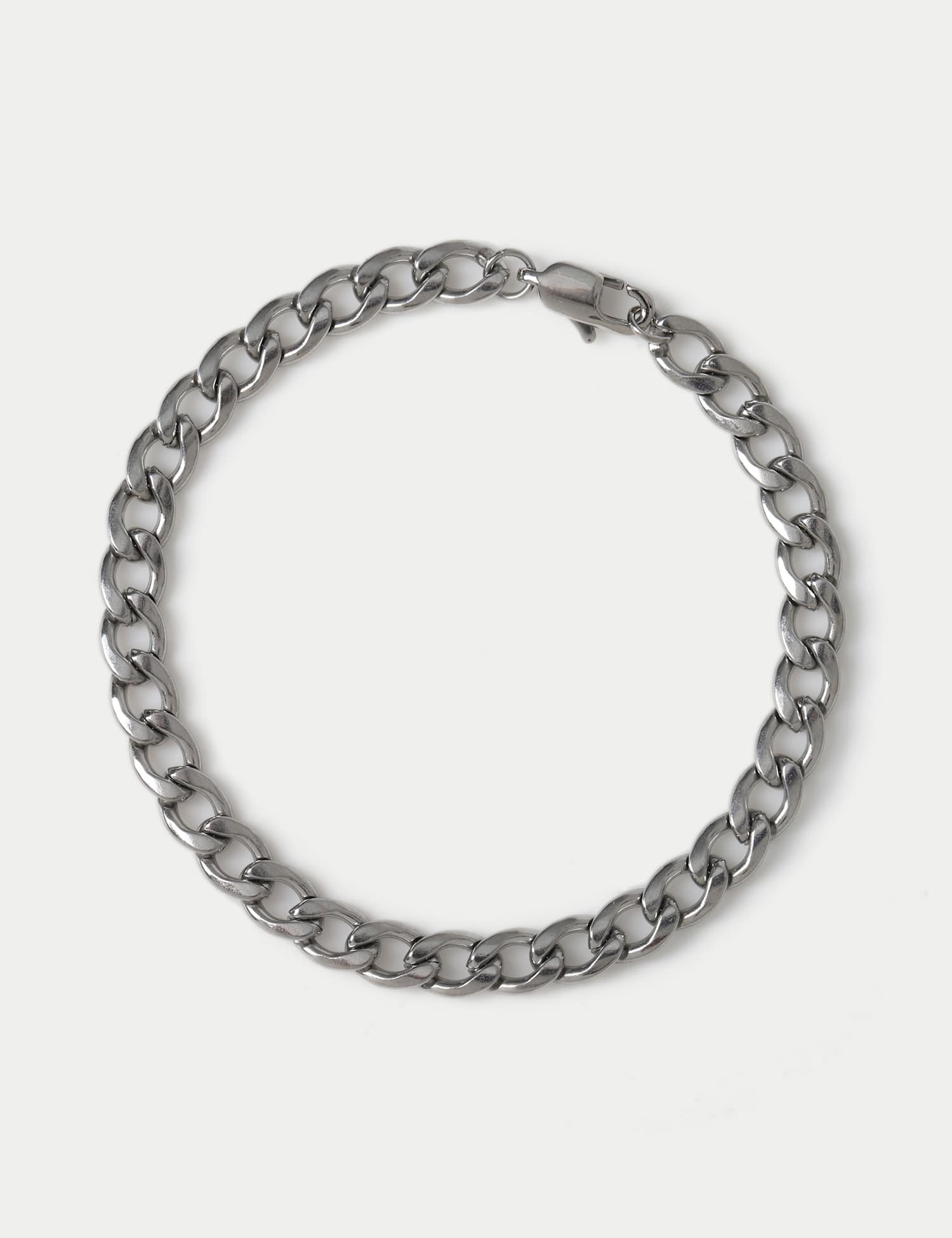 M&S Waterproof Stainless Steel Silver Tone Chain Bracelet Silver