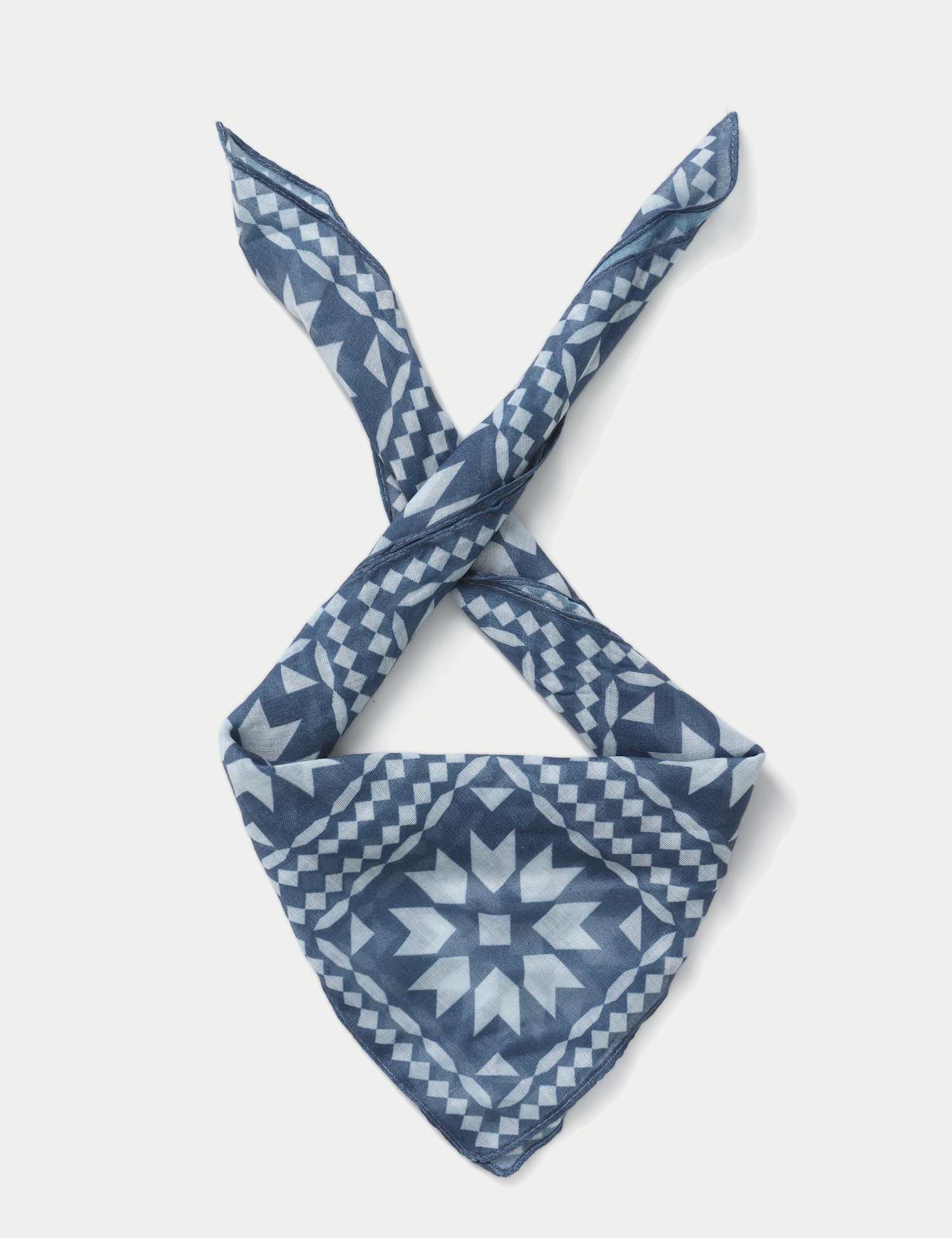 M&S Blue Star Print Scarf Blue