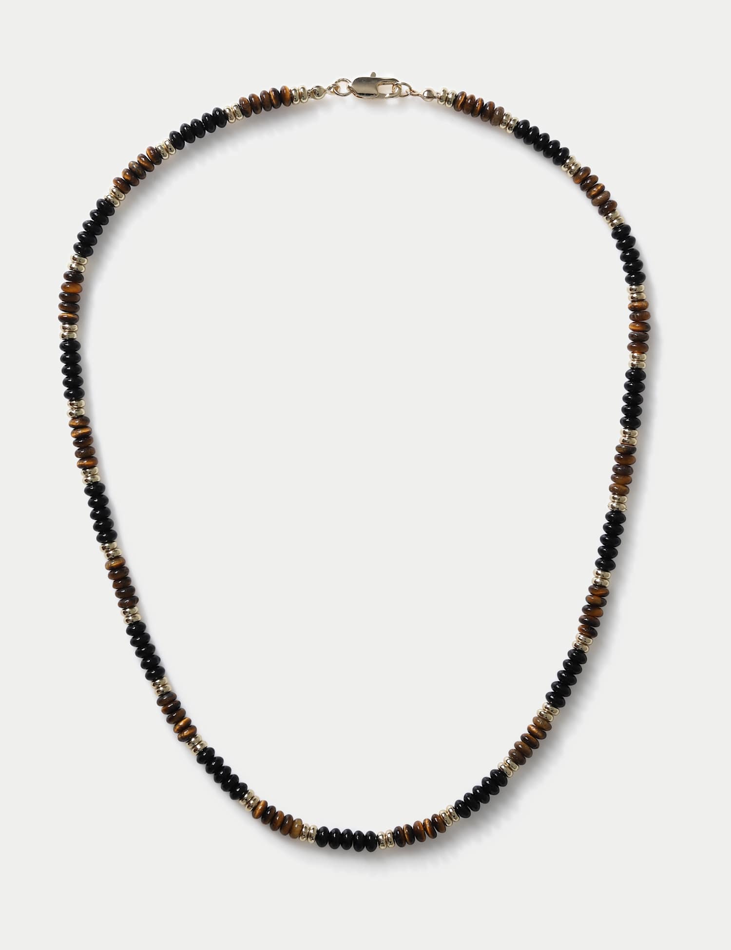 M&S Natural Stone Bead Necklace Brown Mix