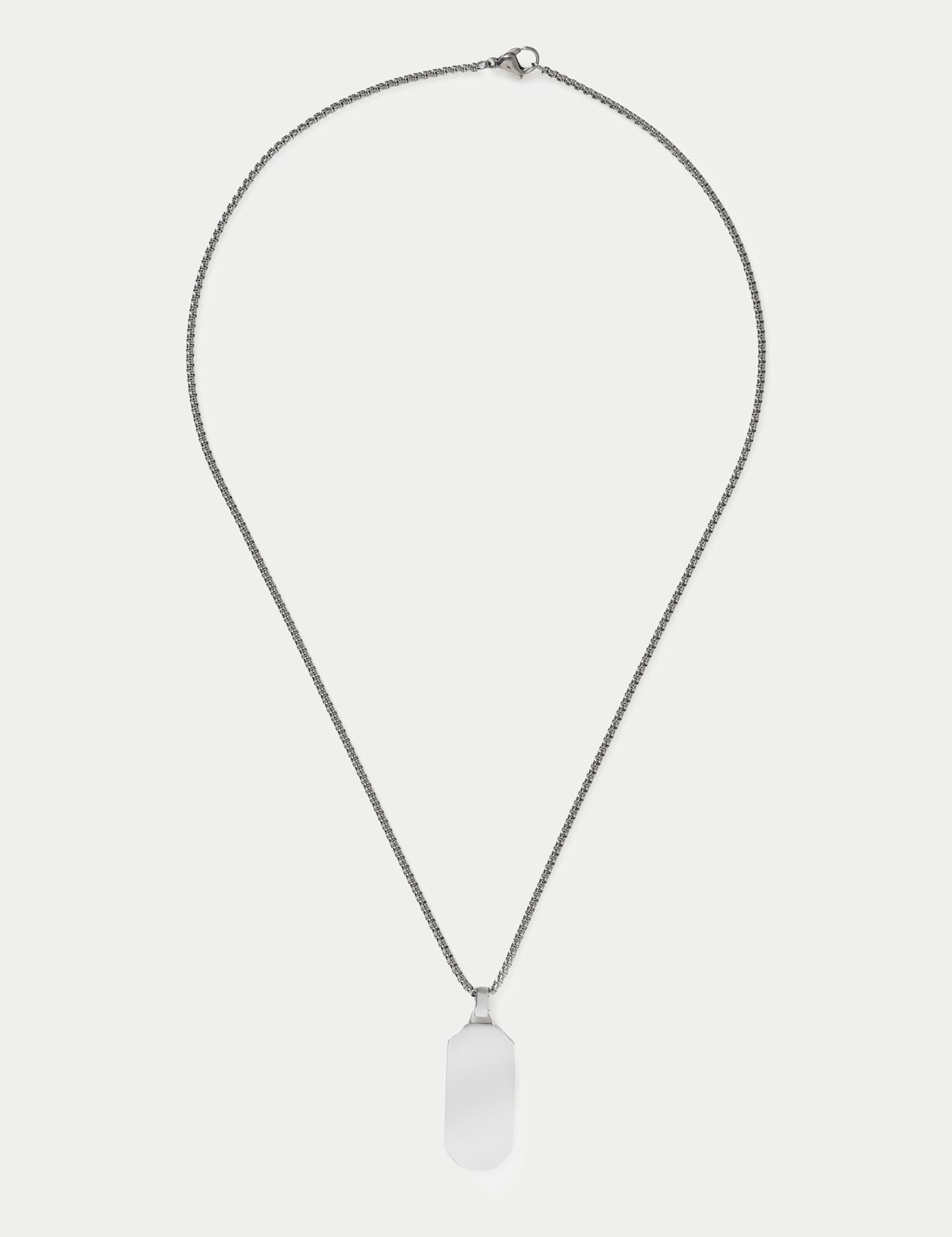 M&S Stainless Tag Pendant Necklace Silver
