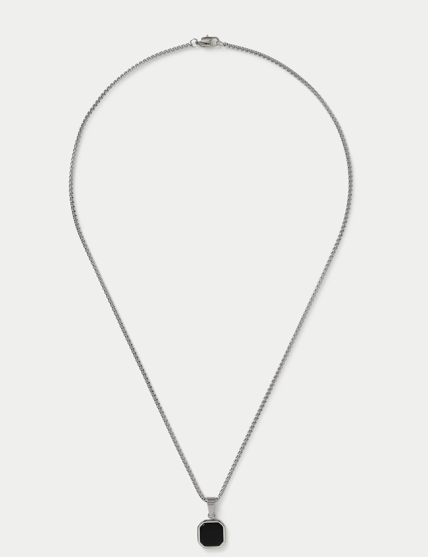 M&S Stainless and Onyx  Necklace Silver