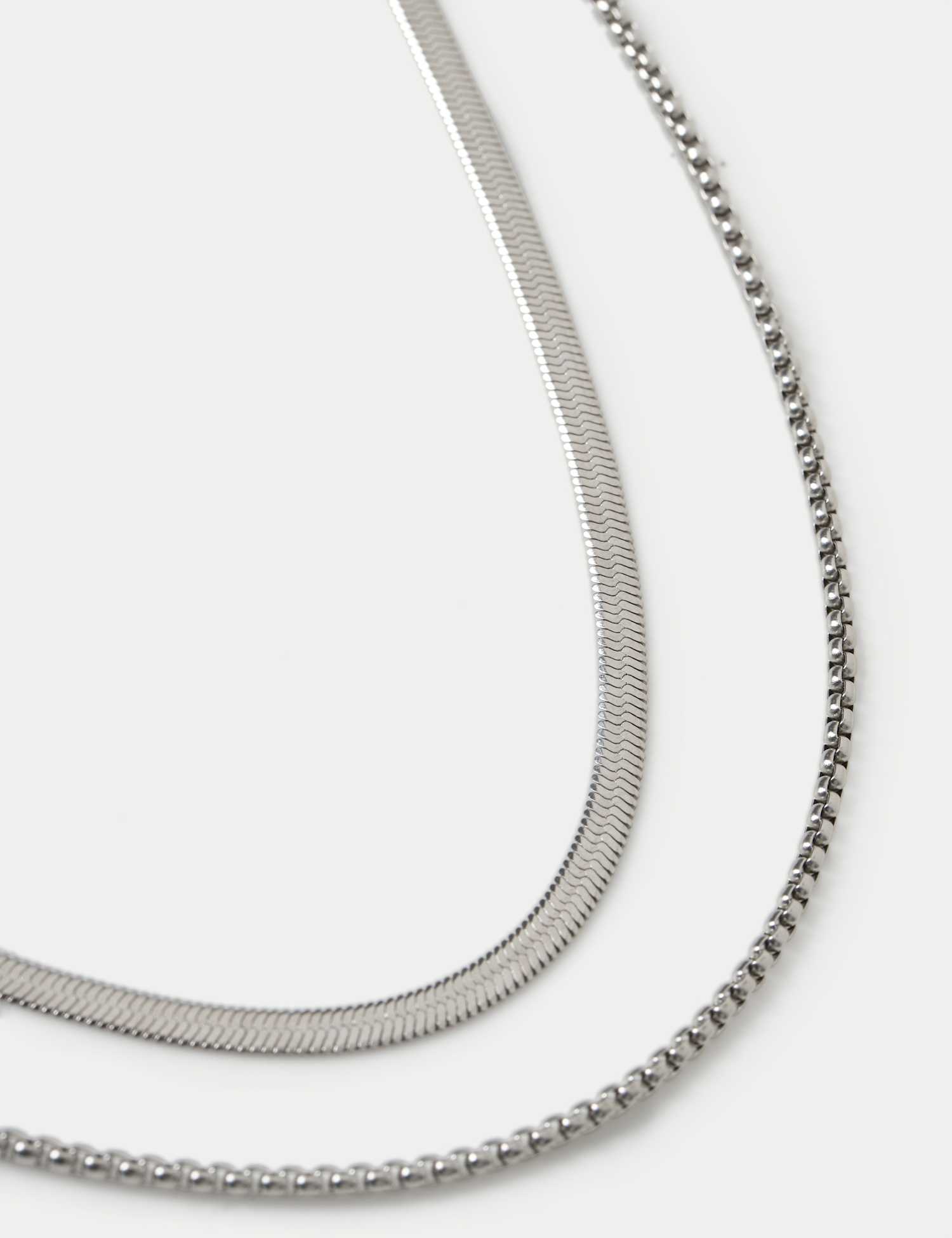 M&S 2 Pack Snake Chain Necklace Silver
