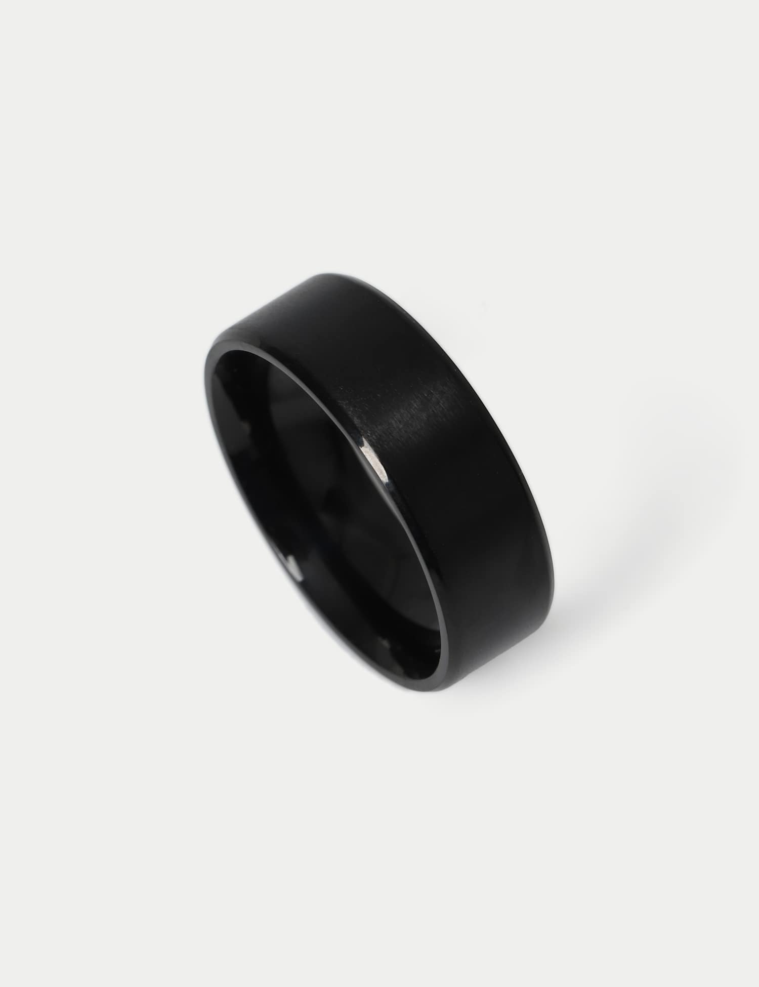 M&S Stainless Brushed Ring Black