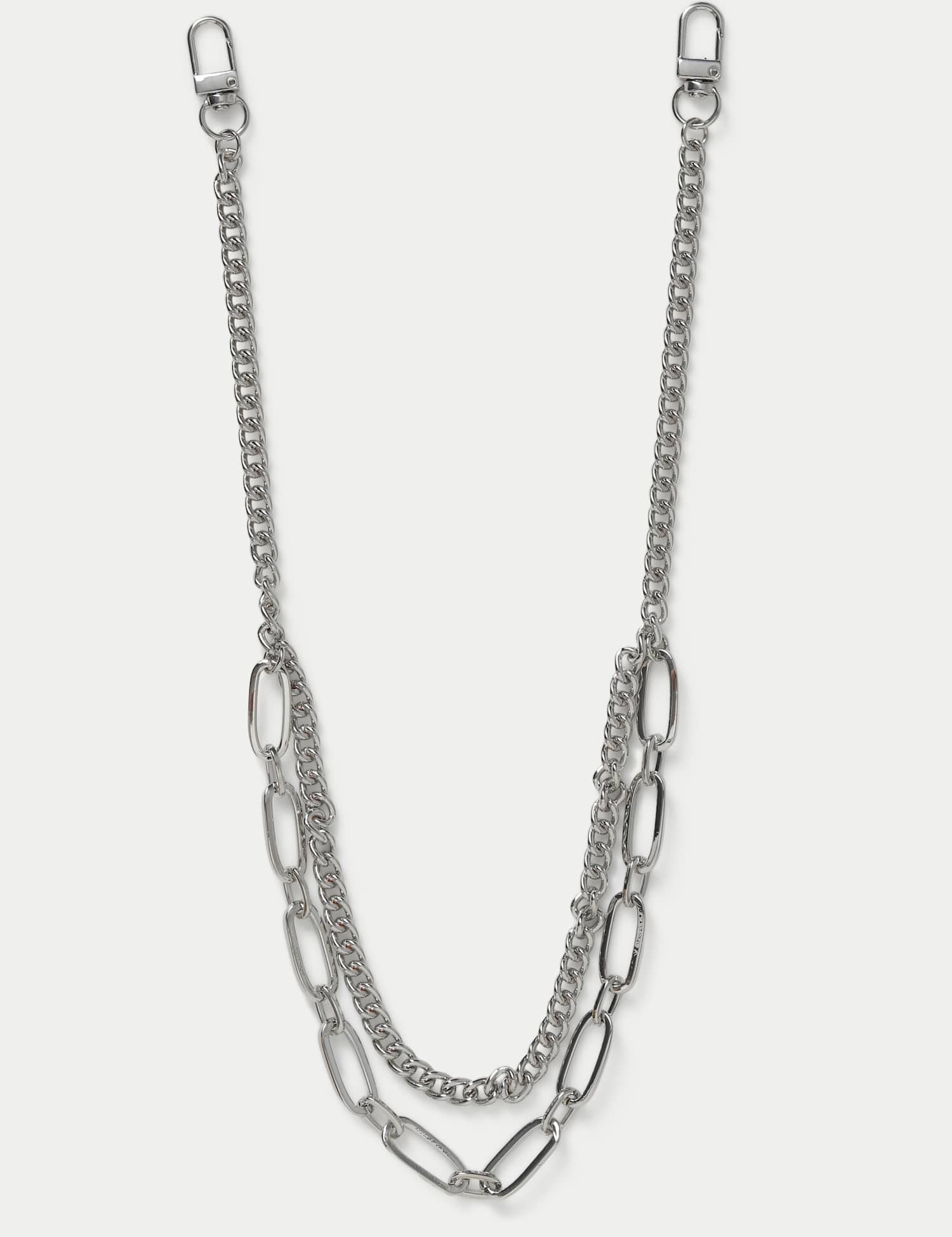 M&S 2 Row Paperclip Wallet Chain Silver