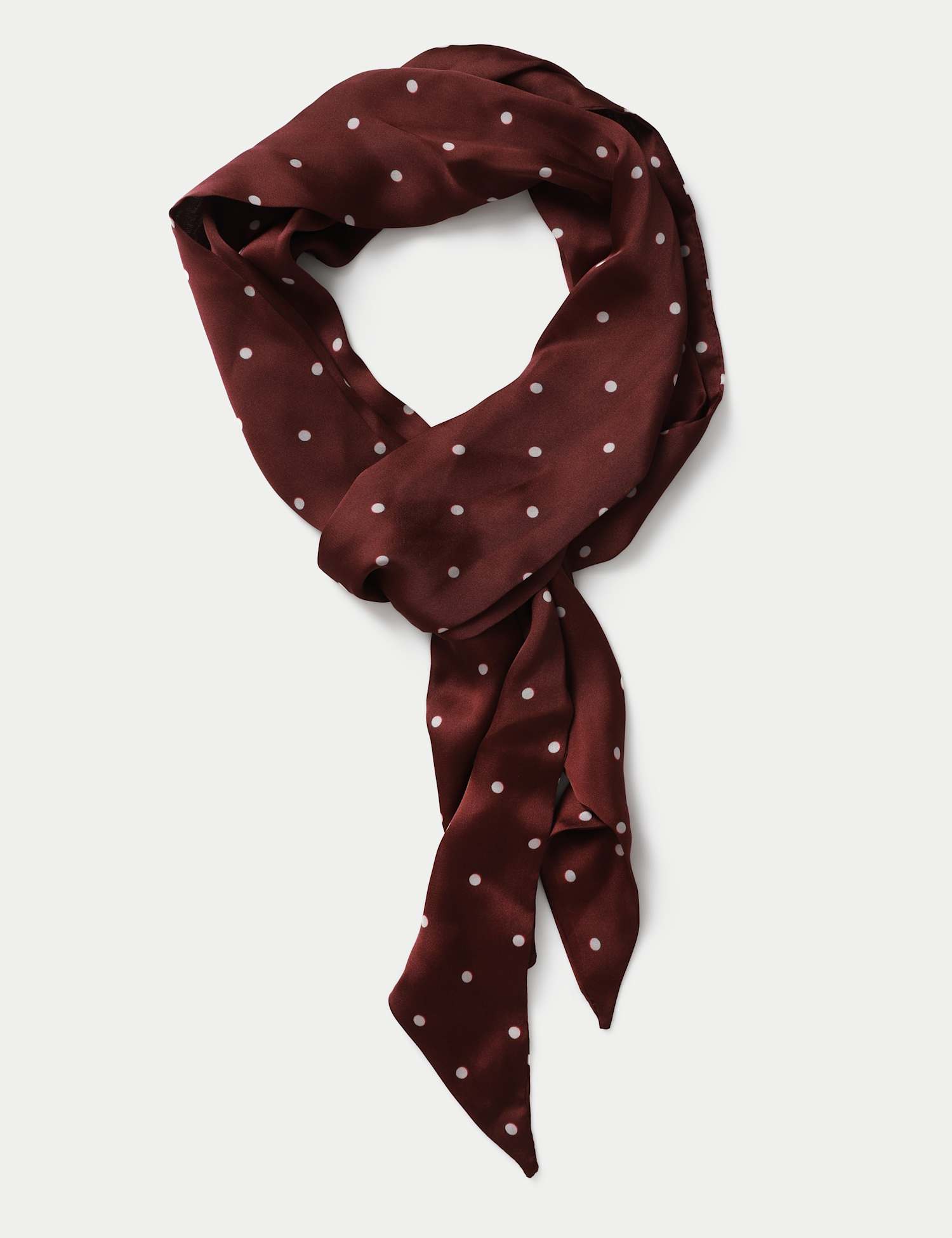 M&S Polka Tuxedo Scarf Burgundy Mix