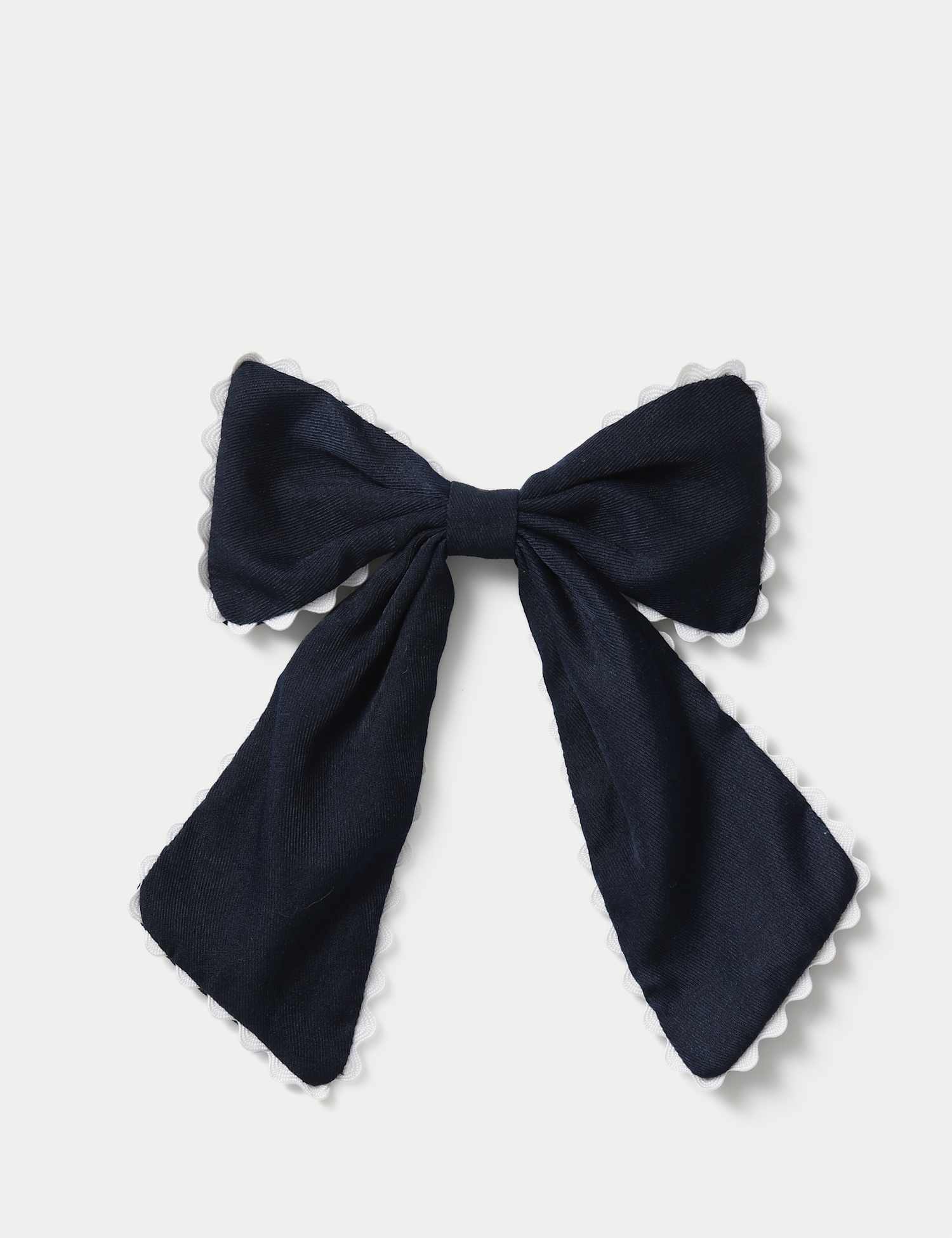 M&S Back To School Navy Scallop Edge Bow Navy