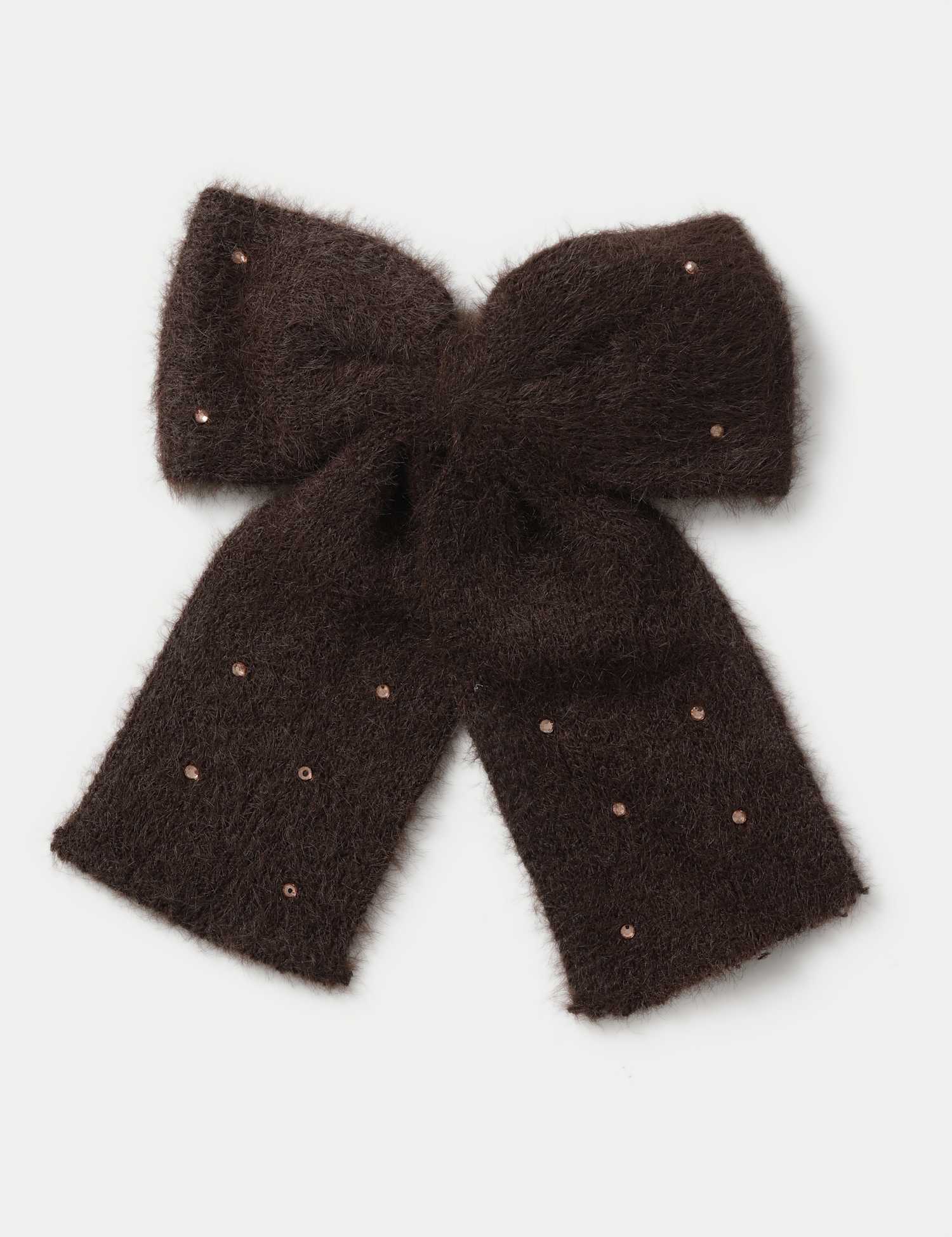 M&S Brown Knitted Gem Detail Bow Brown