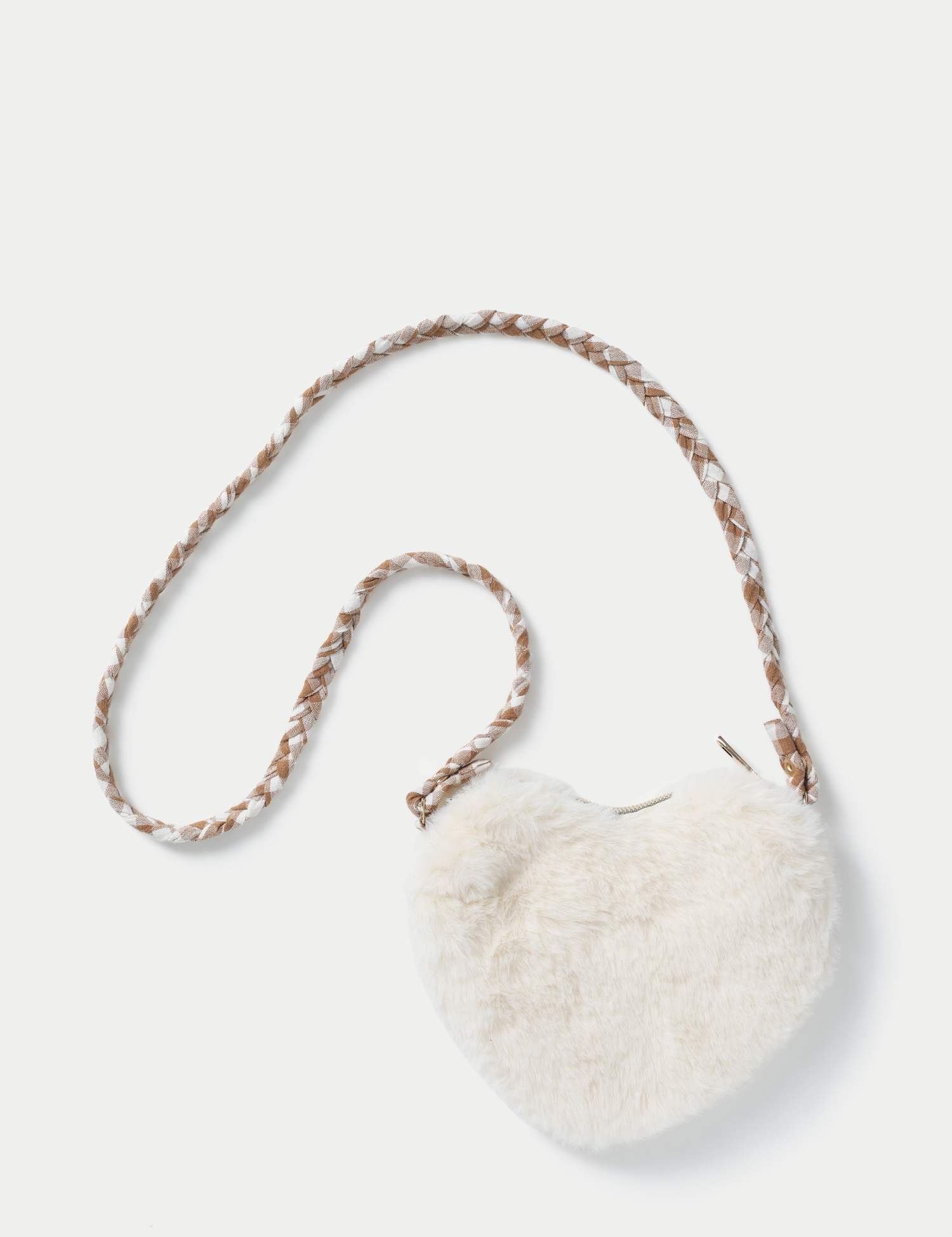 M&S Faux Fur Heart Shaped Bag Beige