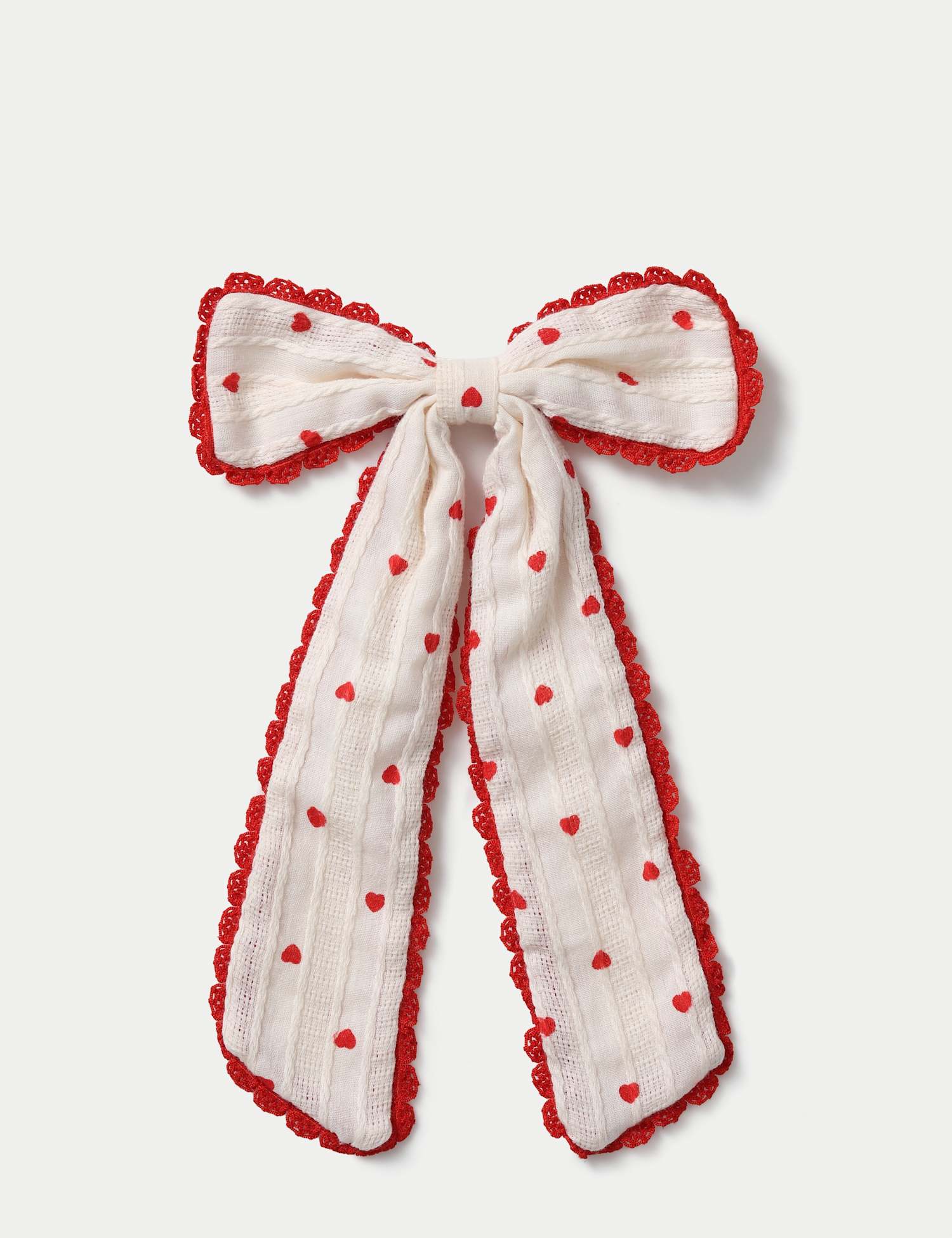 M&S Red and White Heart Bow White Mix